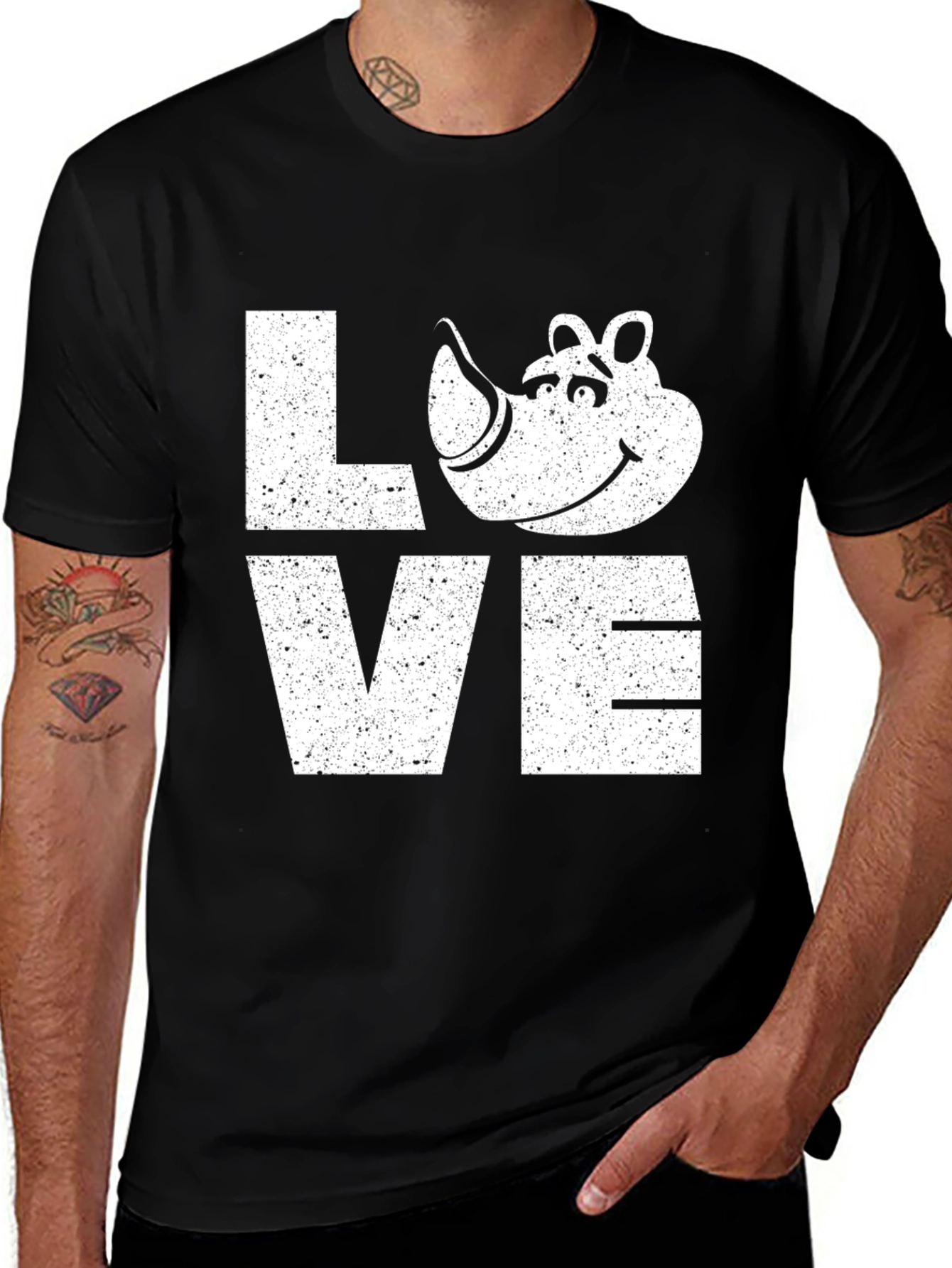 Variant 22 of Love Rhino Graphic Tee - Soft Black Cotton T-Shirt