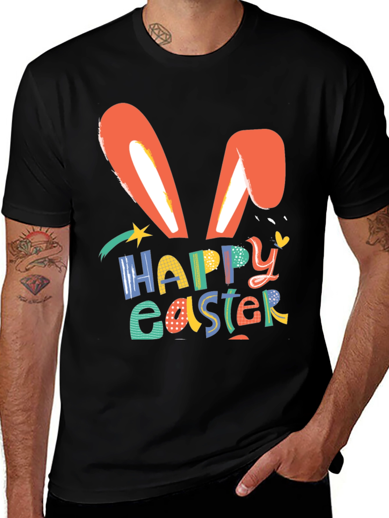 Happy Easter Bunny Ears Graphic T-Shirt