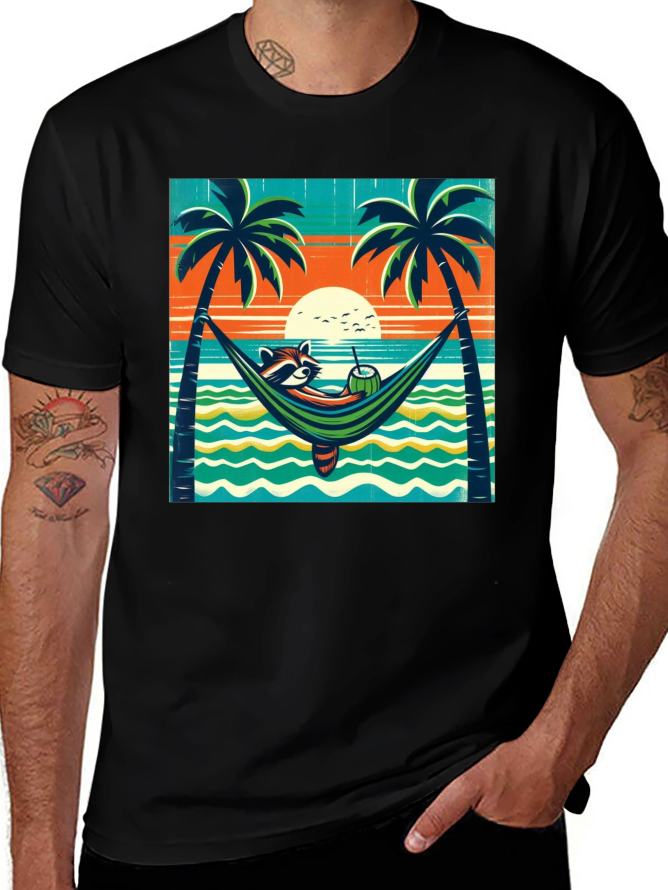 Variant 3 of Relaxed Raccoon Beach T-Shirt