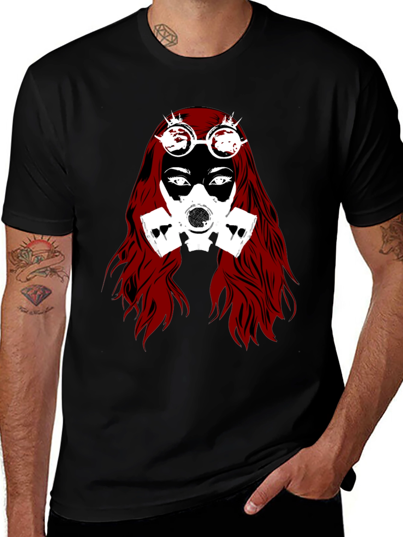 Variant 15 of Steampunk Gas Mask Woman Graphic Tee