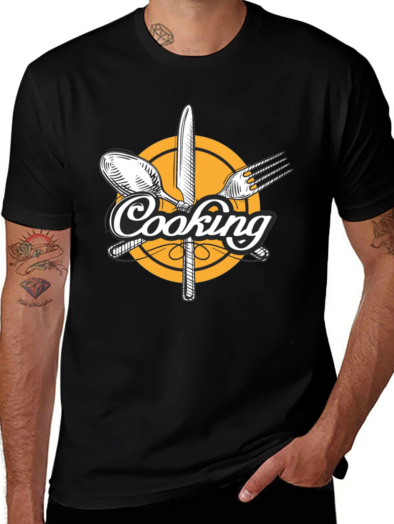 Variant 27 of Cooking Graphic Black T-Shirt