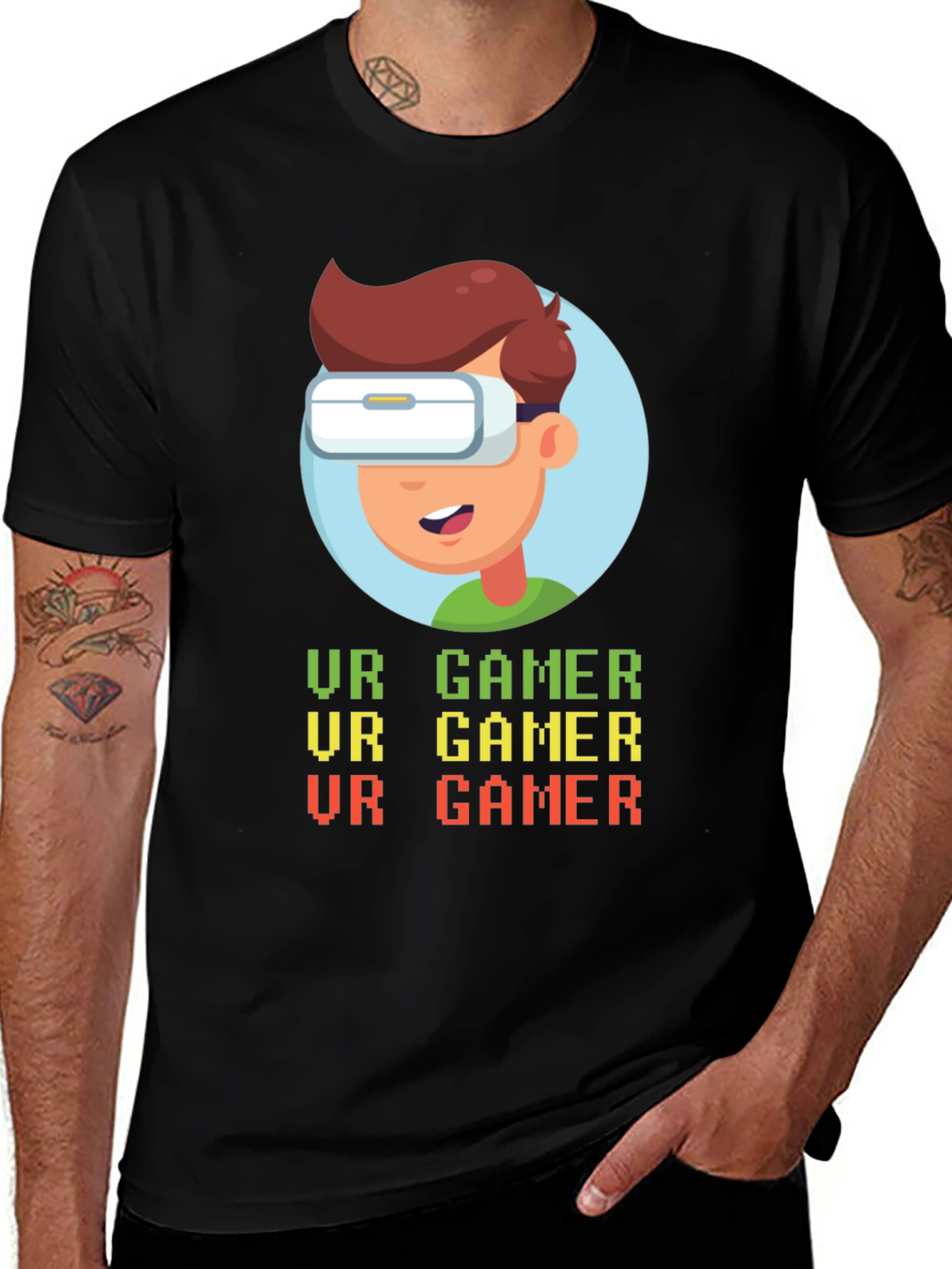 VR Gamer Graphic T-Shirt - Black Cotton Tee