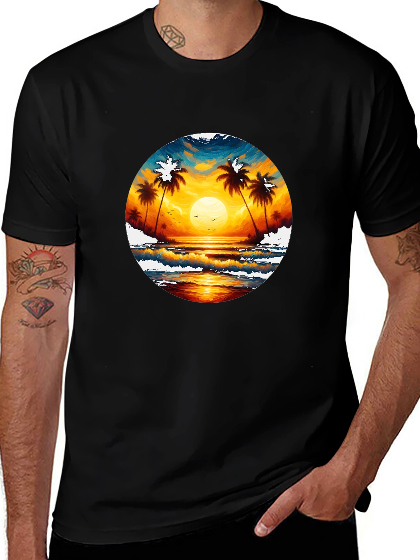 Variant 25 of Tropical Sunset Palm Tree Graphic Tee