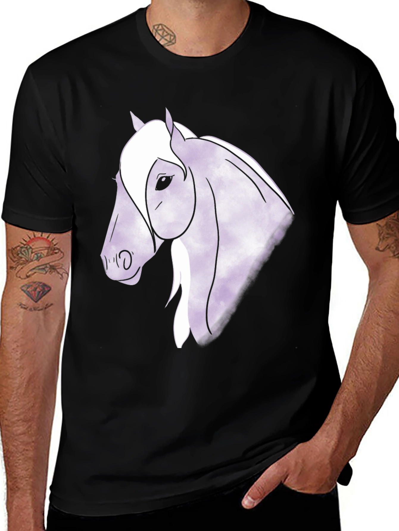 Variant 11 of Horse Graphic Tee - Black Cotton T-Shirt