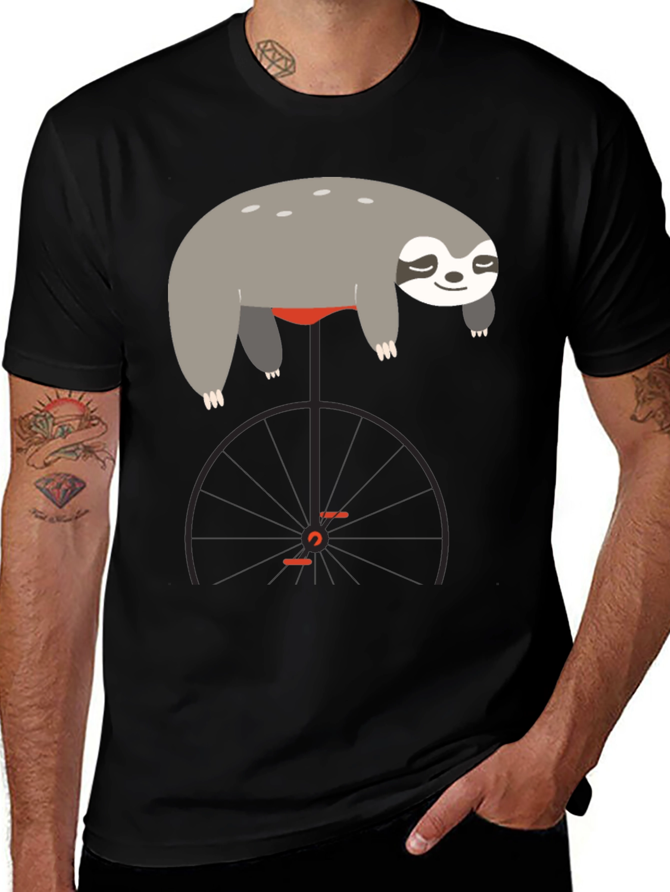 Variant 6 of Sloth on Unicycle Graphic T-Shirt