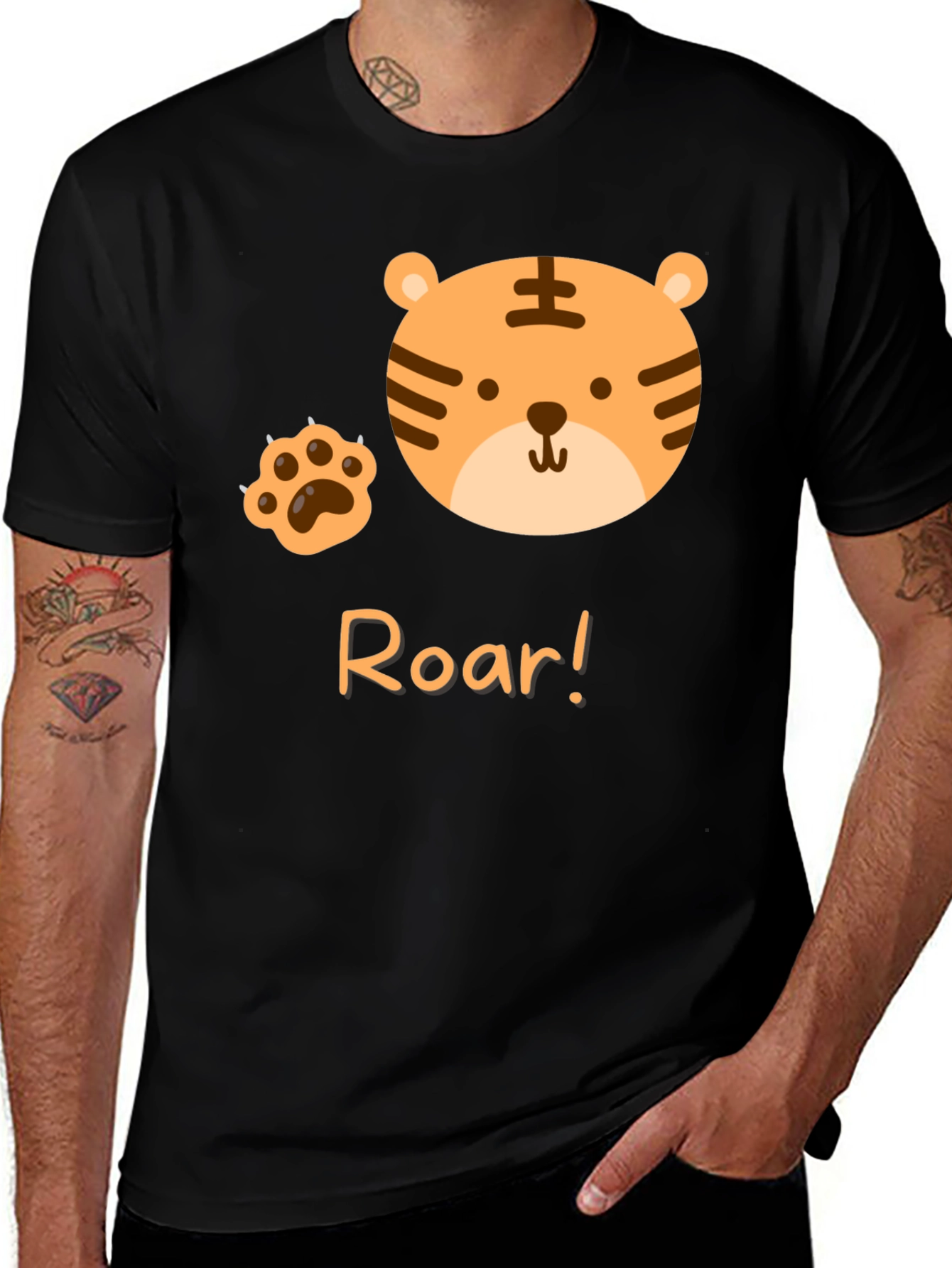 Variant 18 of Roar Tiger Graphic Tee - Cute Black T-Shirt