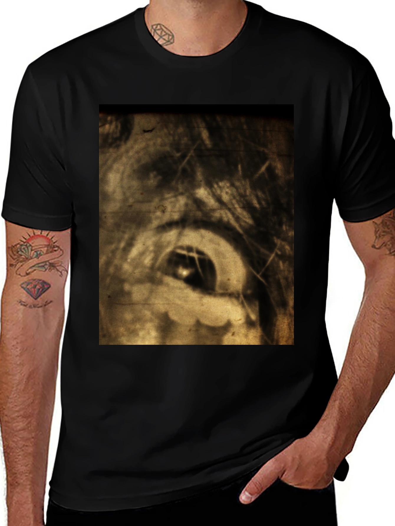 Variant 17 of Grunge Eye Graphic Tee - Stylish Black T-Shirt