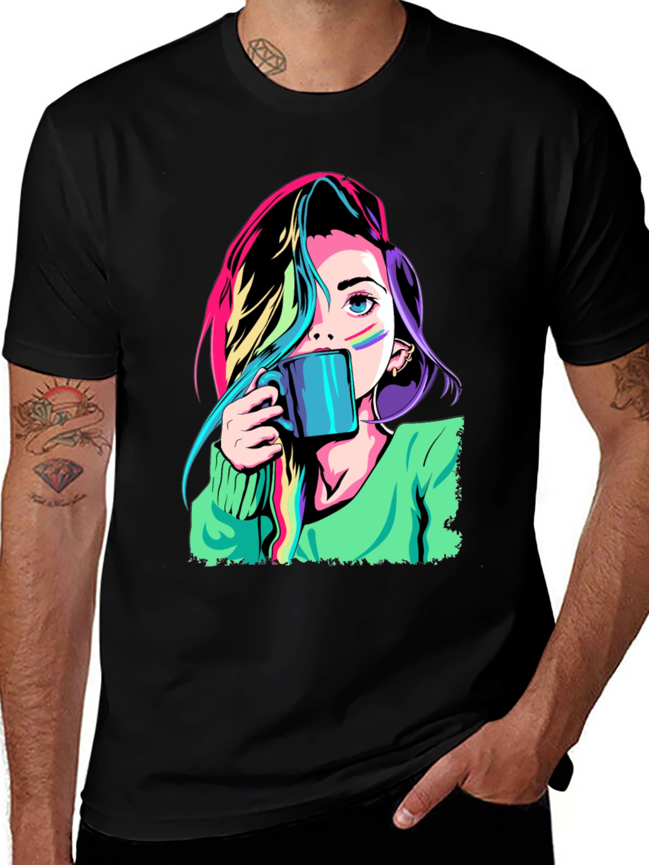 Variant 22 of Vibrant Anime Girl Graphic Tee - Black Unisex T-Shirt