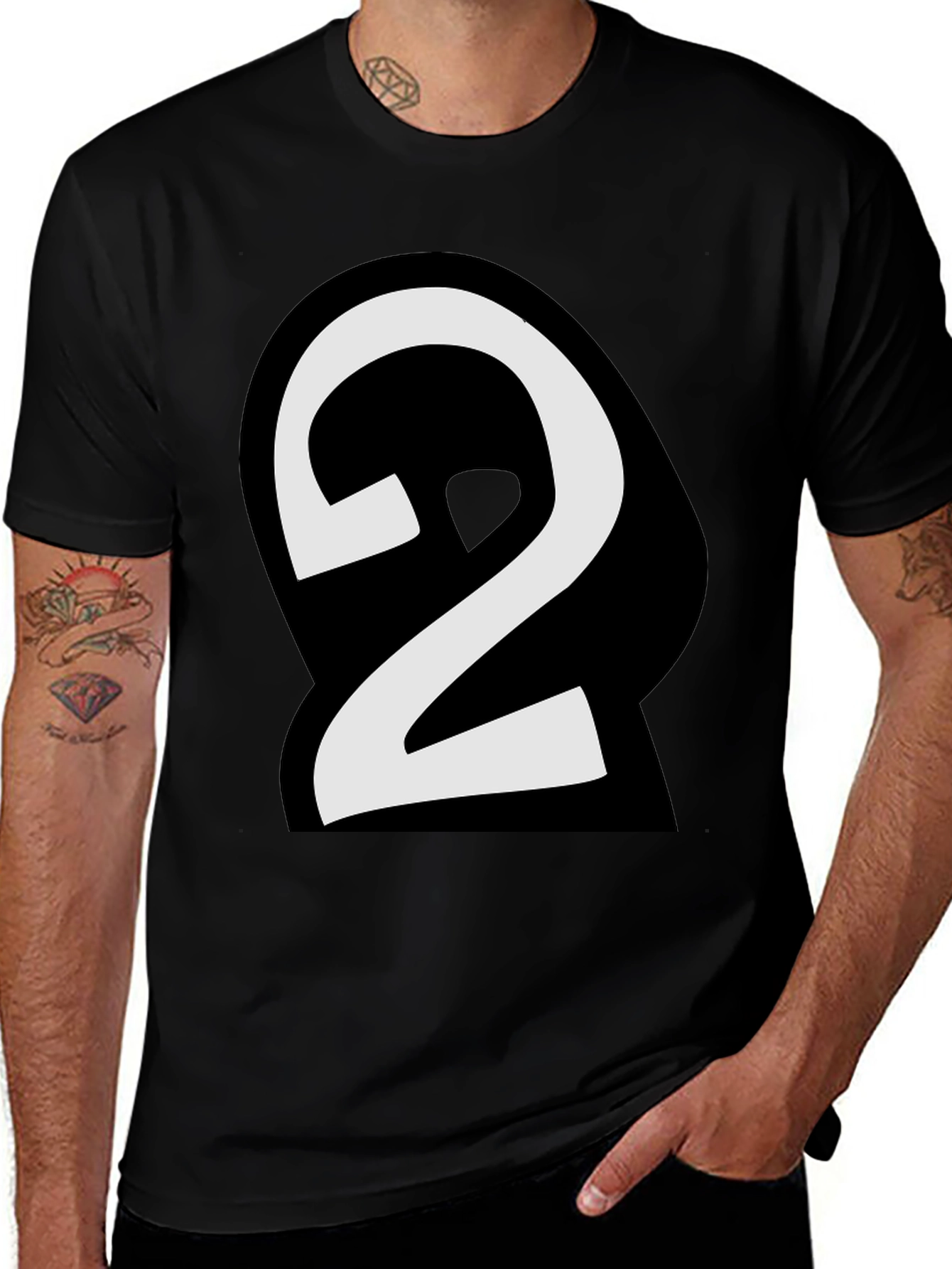 Variant 20 of Number 2 Graphic Black T-Shirt