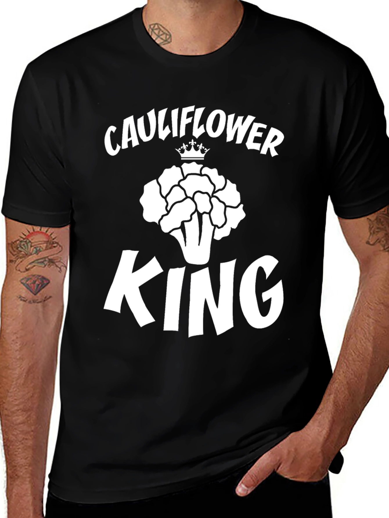 Cauliflower King Graphic T-Shirt - Funny Vegetable Tee