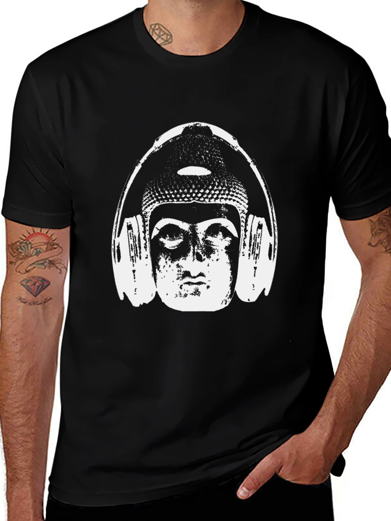 Variant 29 of Buddha Beats Black T-Shirt - Zen Style DJ Graphic Tee