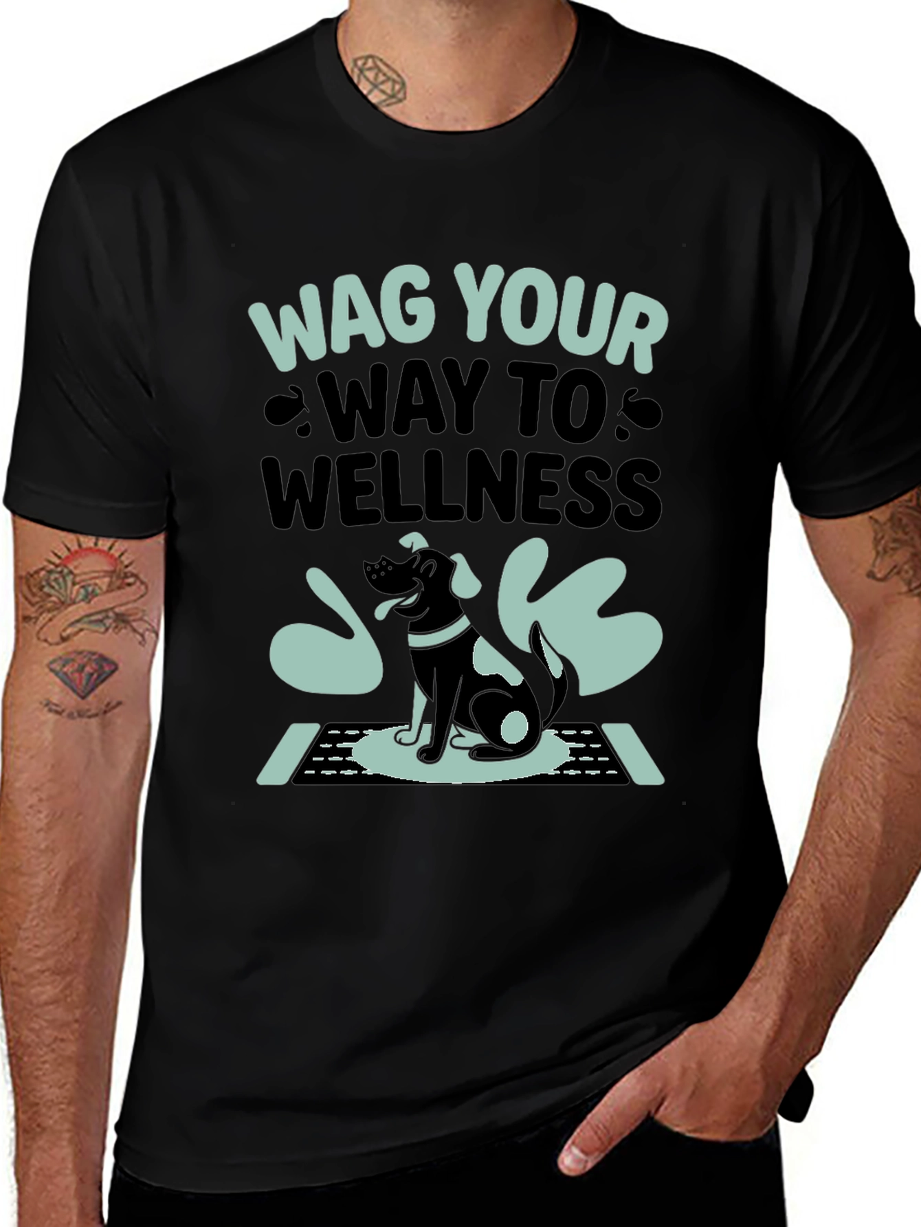 Variant 15 of Wag Your Way to Wellness T-Shirt - Black