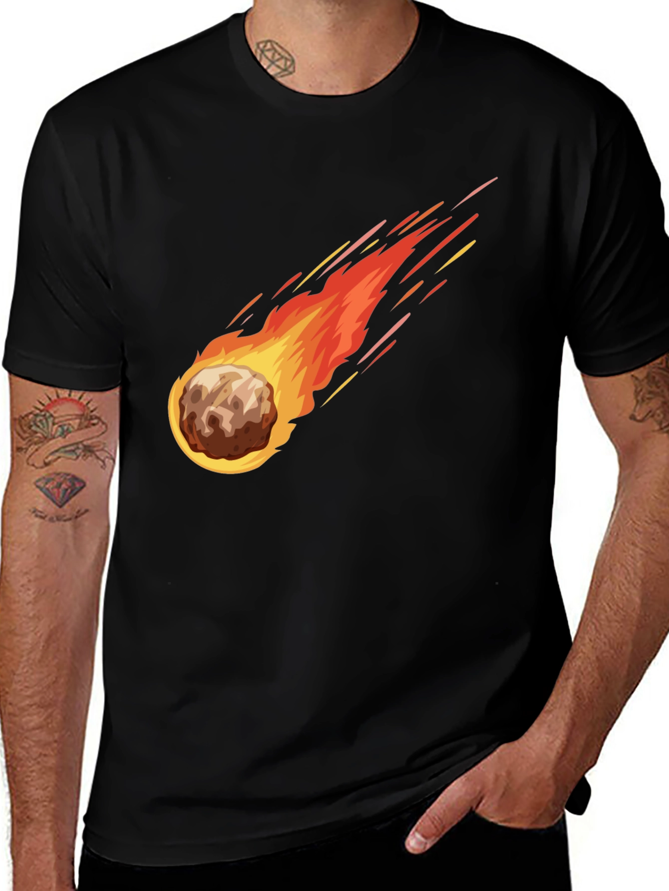 Variant 24 of Meatball Comet Graphic Tee - Black Cotton T-Shirt