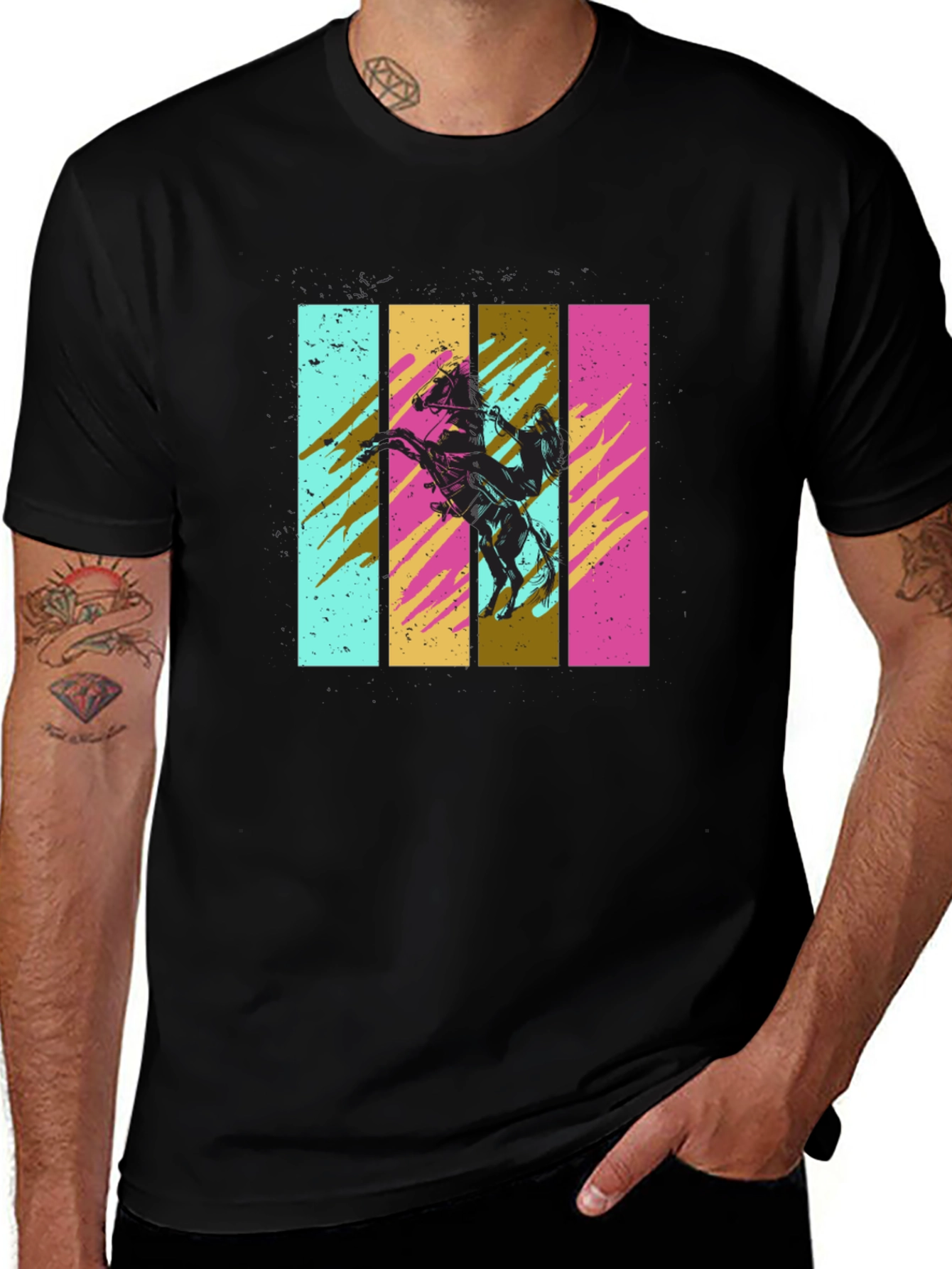 Variant 21 of Retro Horse Rider Graphic Tee - Black