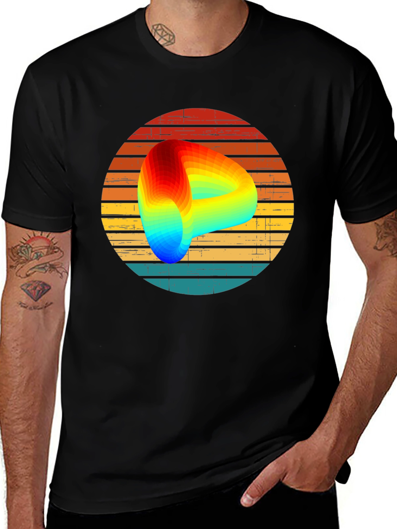 Variant 15 of Retro Graphic Tee with Rainbow Swirl Design
