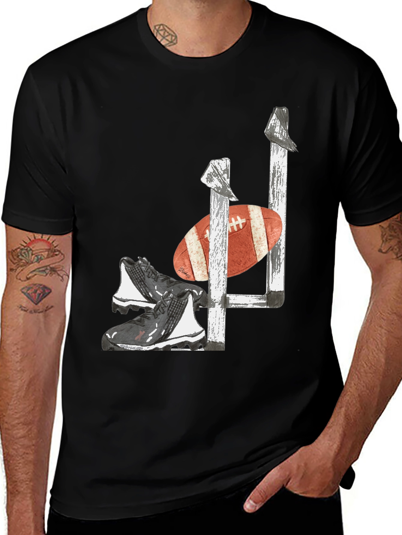 Variant 24 of Football Goalpost, Cleats, and Ball Graphic Tee