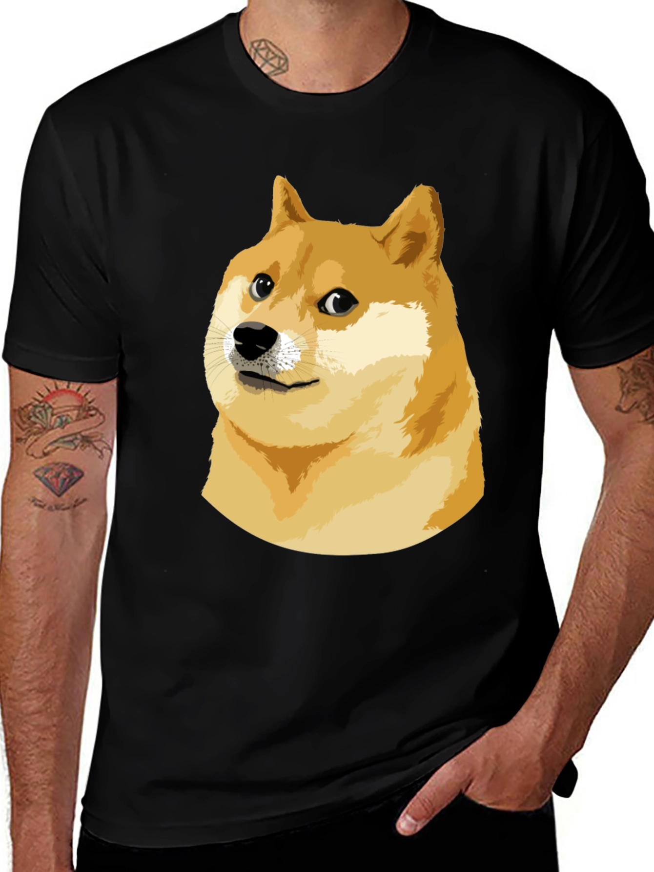 Doge Meme Graphic Tee - Black Cotton T-Shirt
