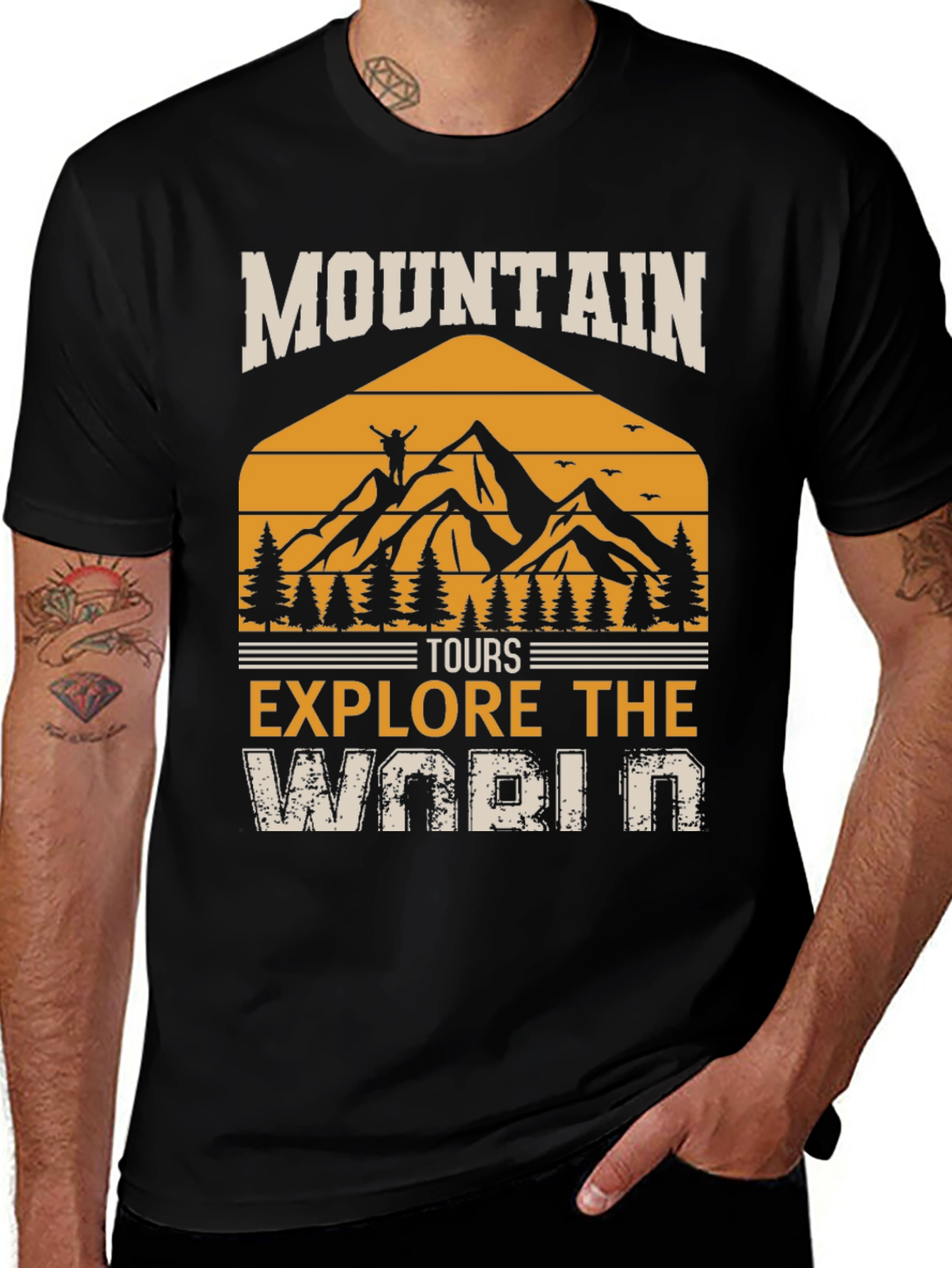 Variant 4 of Mountain Tours Explore the World Graphic Tee