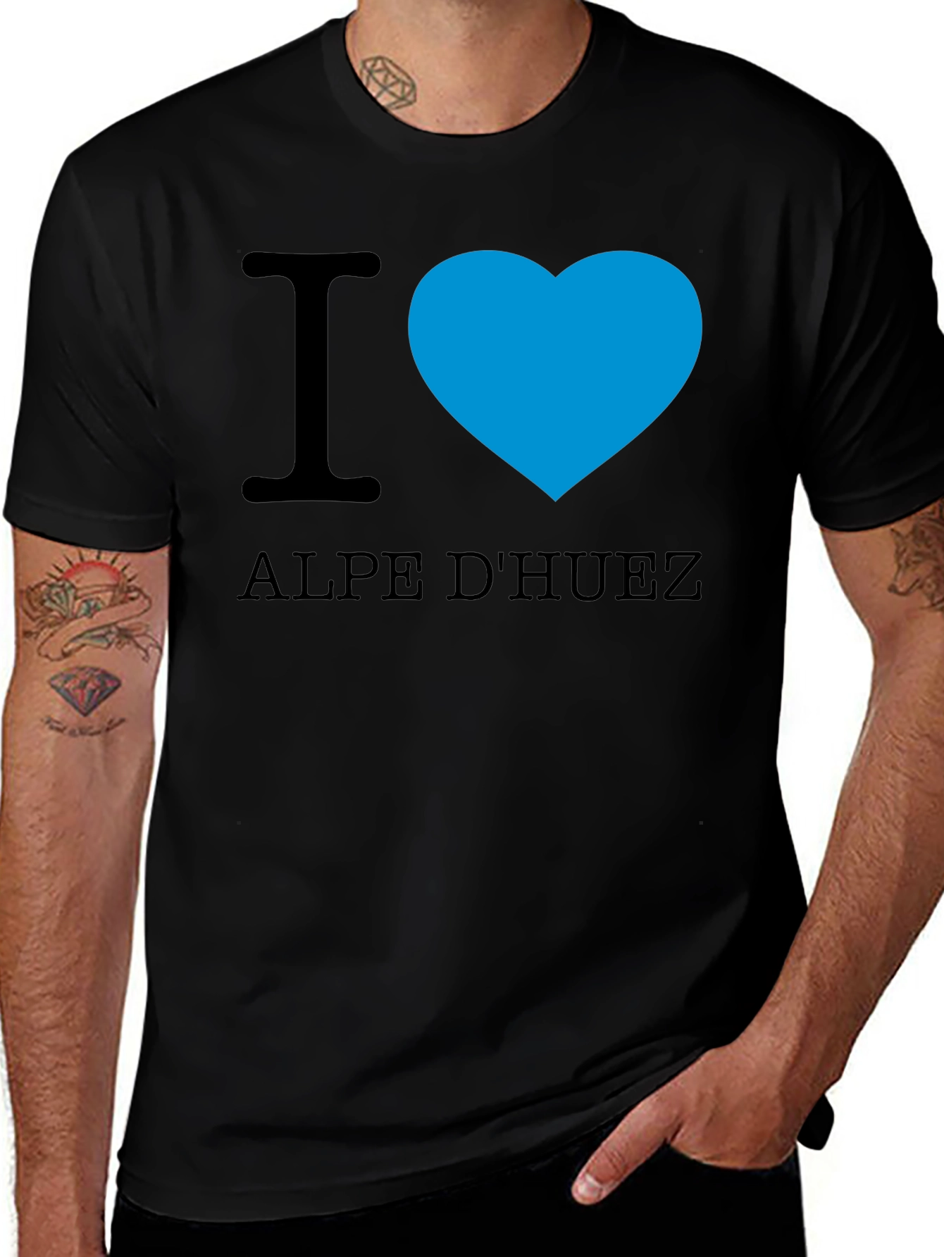 Variant 20 of I Love Alpe D'Huez Black T-Shirt