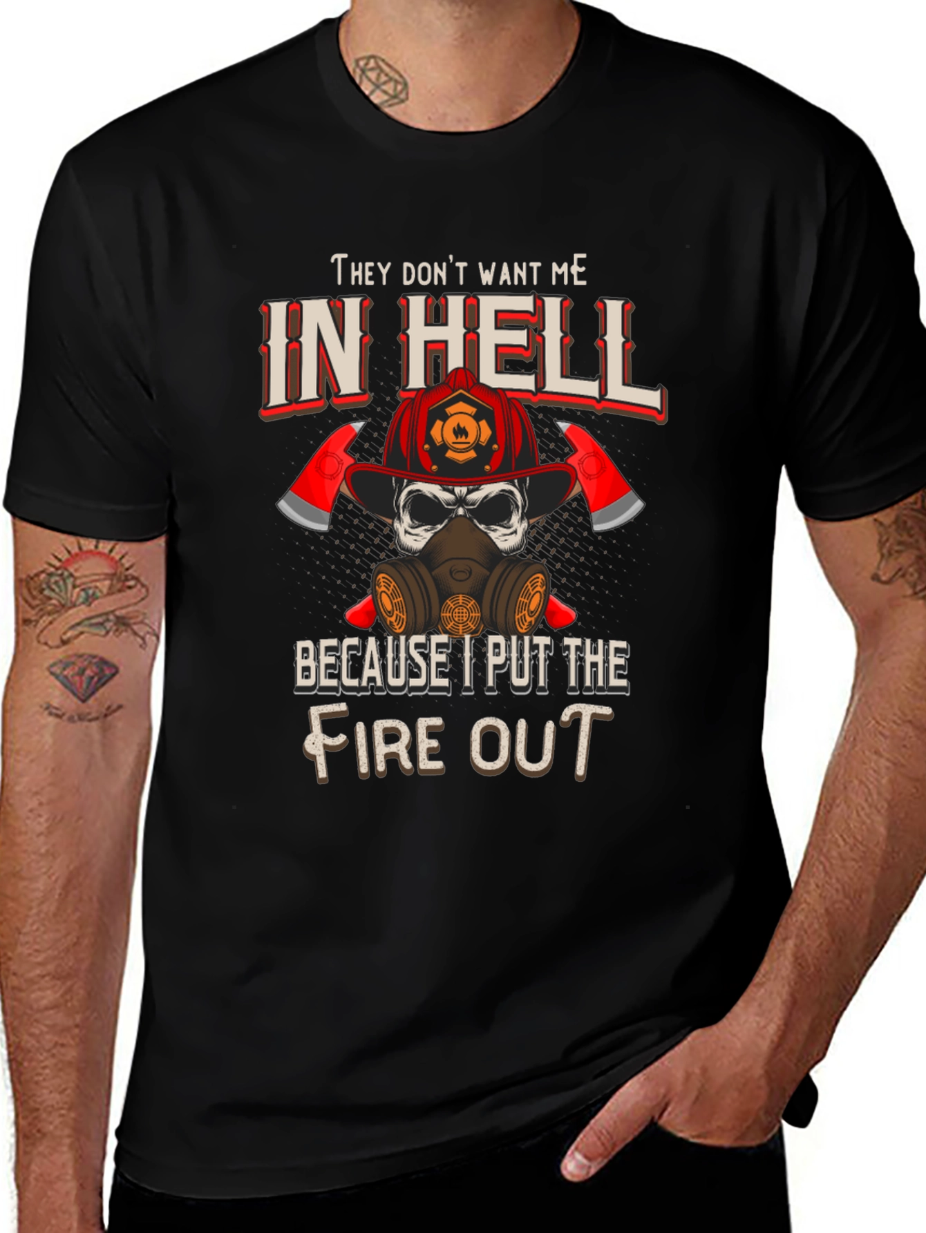 Firefighter Skull Graphic T-Shirt