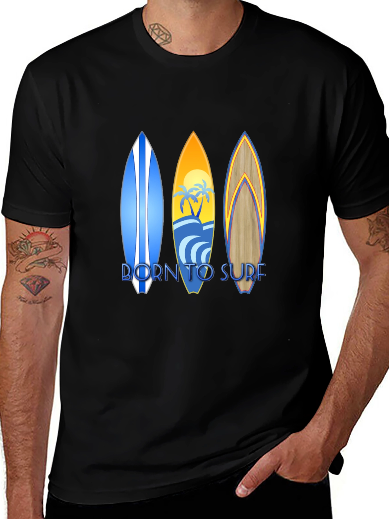 Variant 7 of Born to Surf Graphic T-Shirt - Black