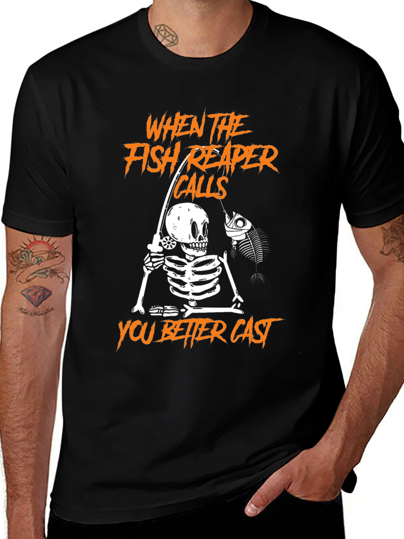 Variant 25 of Fish Reaper Skeleton Graphic T-Shirt