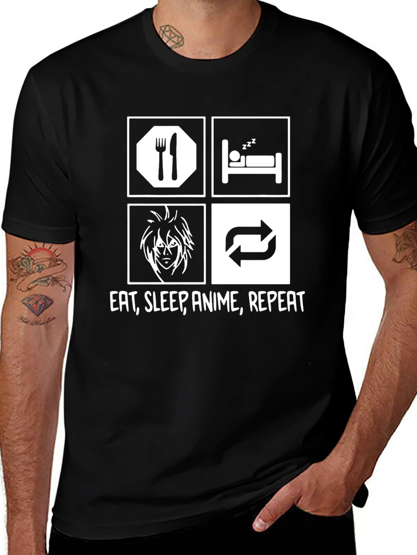 Variant 9 of Eat Sleep Anime Repeat Graphic Tee
