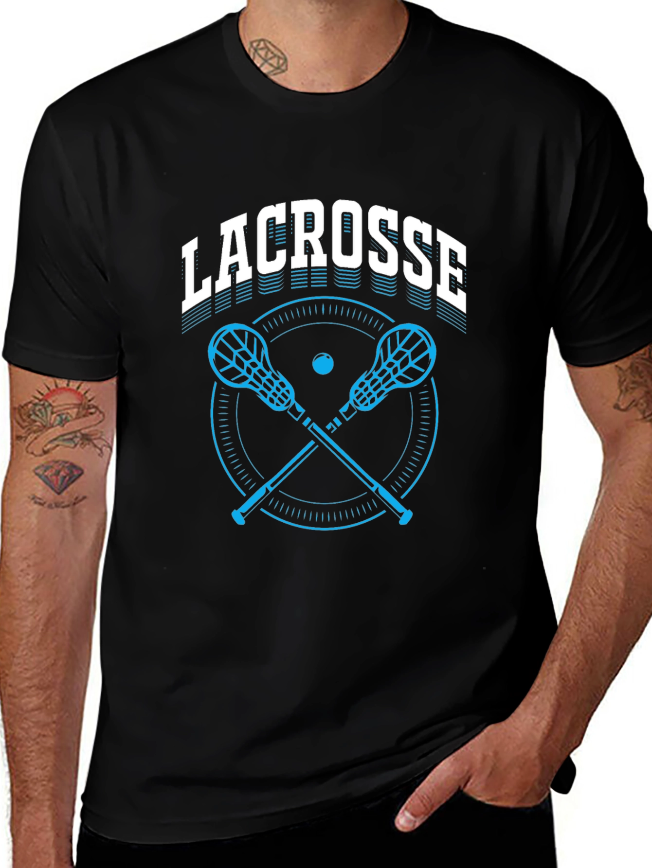 Variant 21 of Lacrosse Graphic T-Shirt - Black Cotton Tee