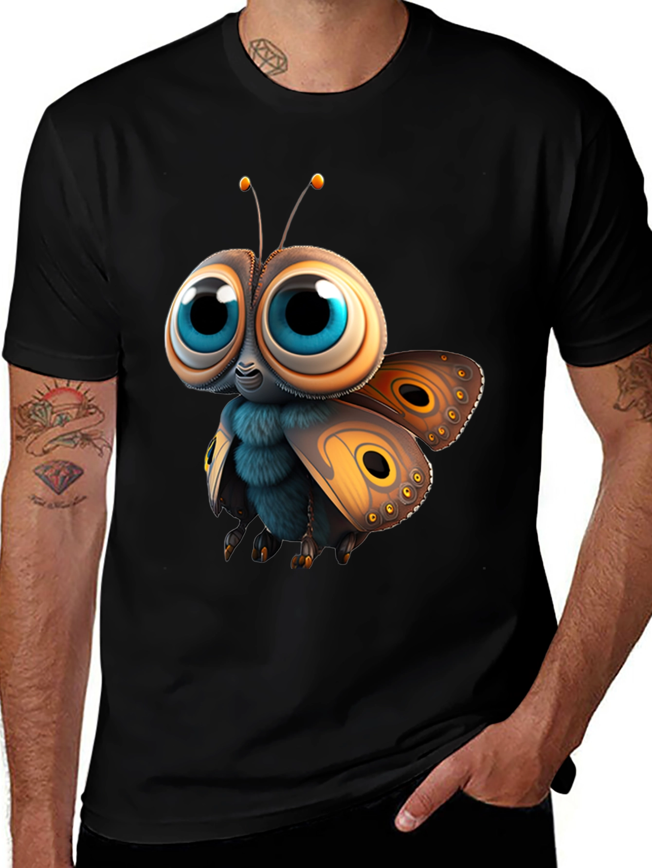 Variant 20 of Cute Cartoon Moth Graphic Tee - Soft Cotton