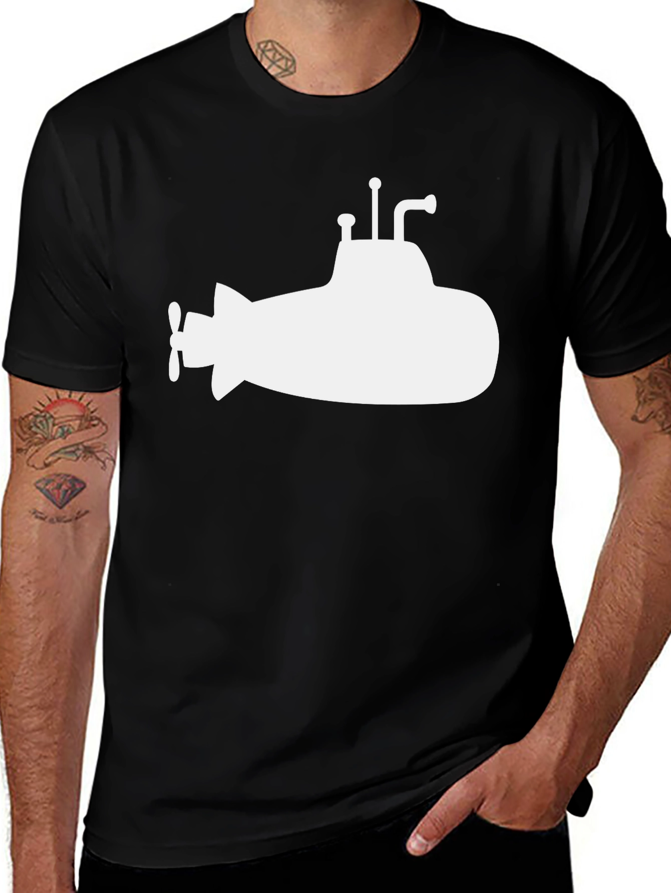Variant 7 of Submarine Graphic Tee - Classic Black Cotton T-Shirt