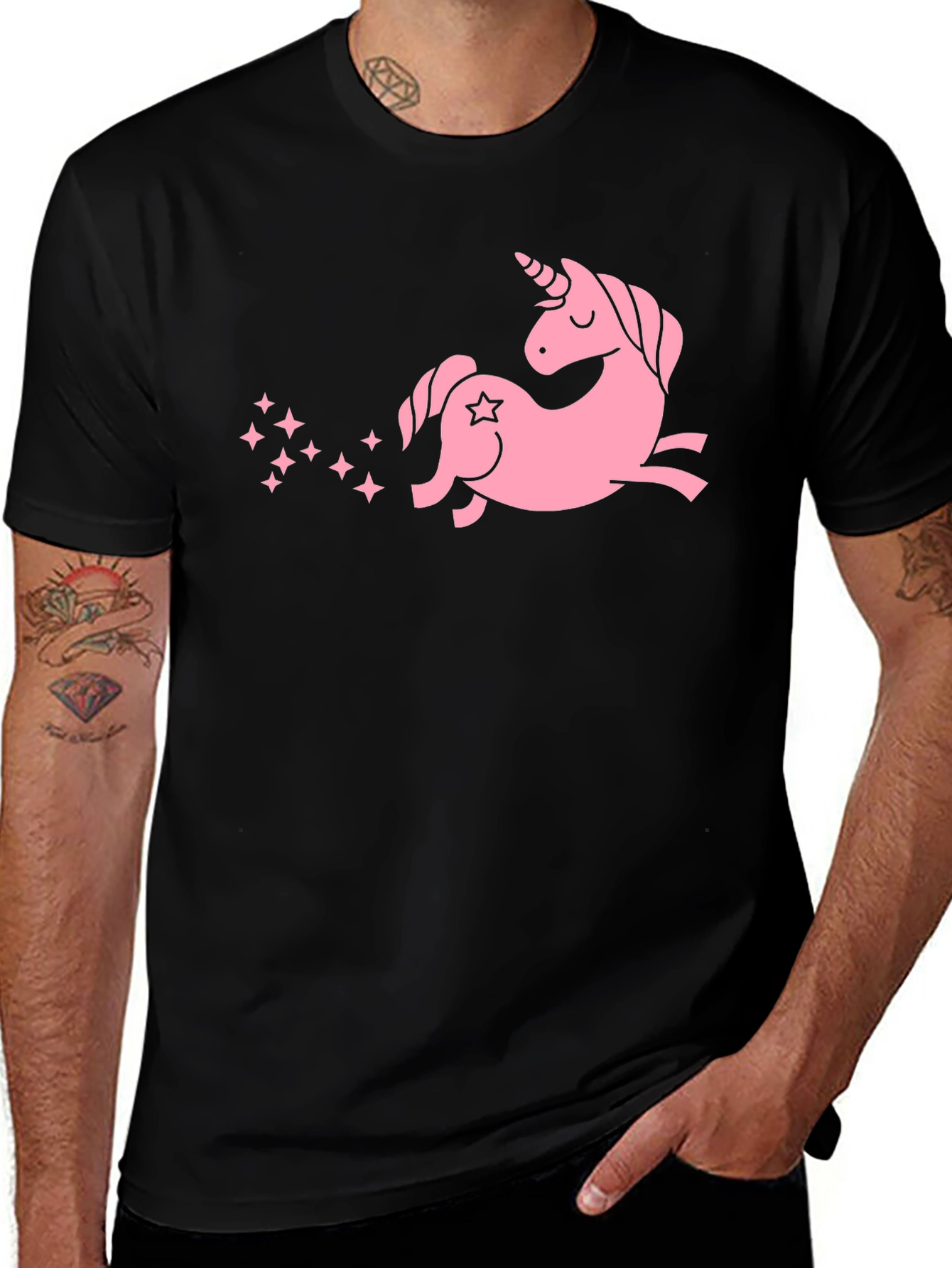 Variant 16 of Pink Unicorn Black T-Shirt