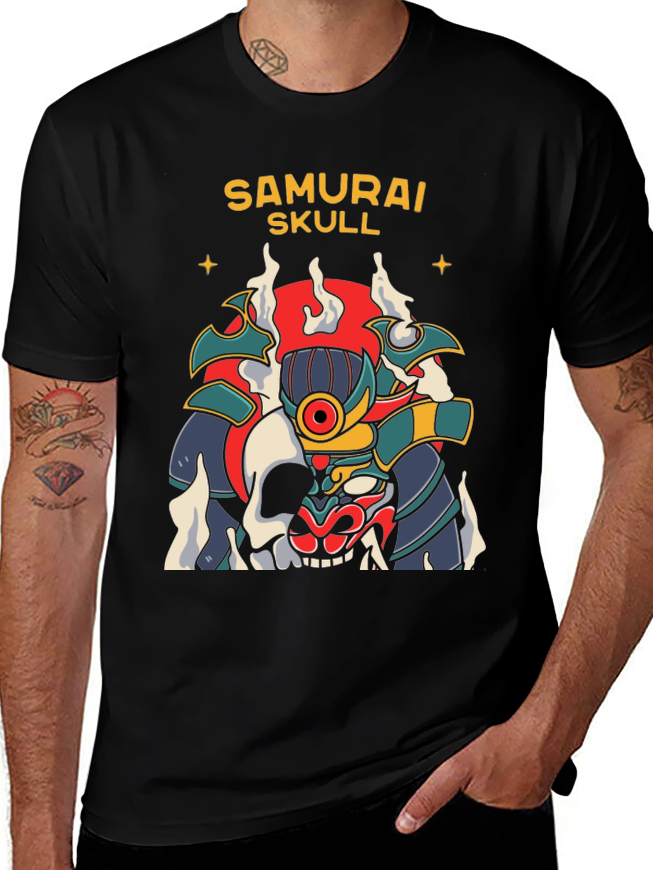 Variant 14 of Samurai Skull Graphic T-Shirt - Edgy Japanese Style