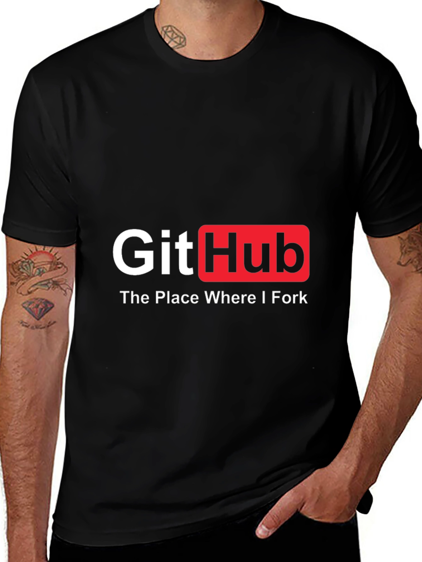 GitHub "The Place Where I Fork" Black T-Shirt