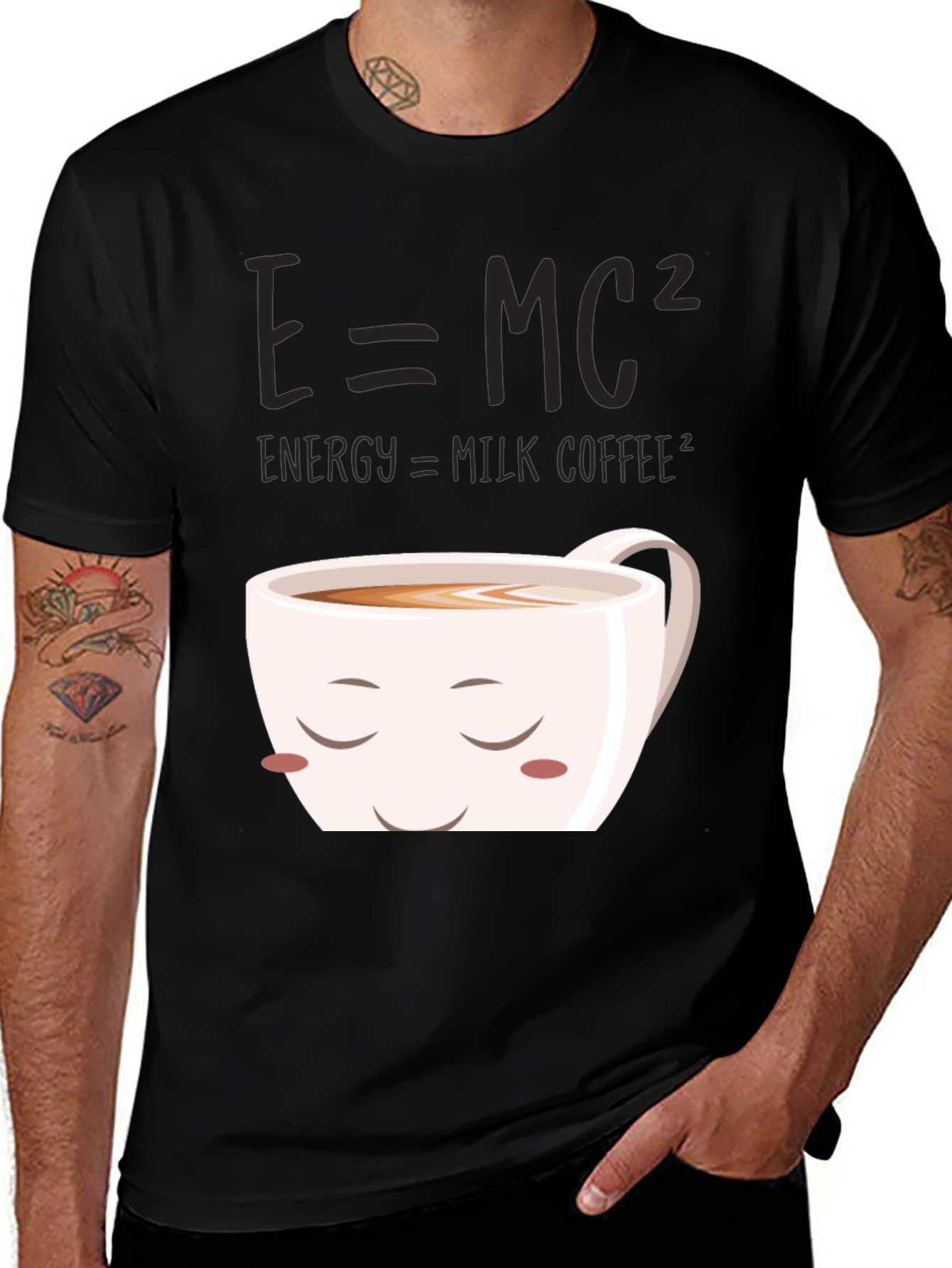 Variant 16 of E=MC² Coffee T-Shirt - Energy = Milk Coffee² Funny Tee