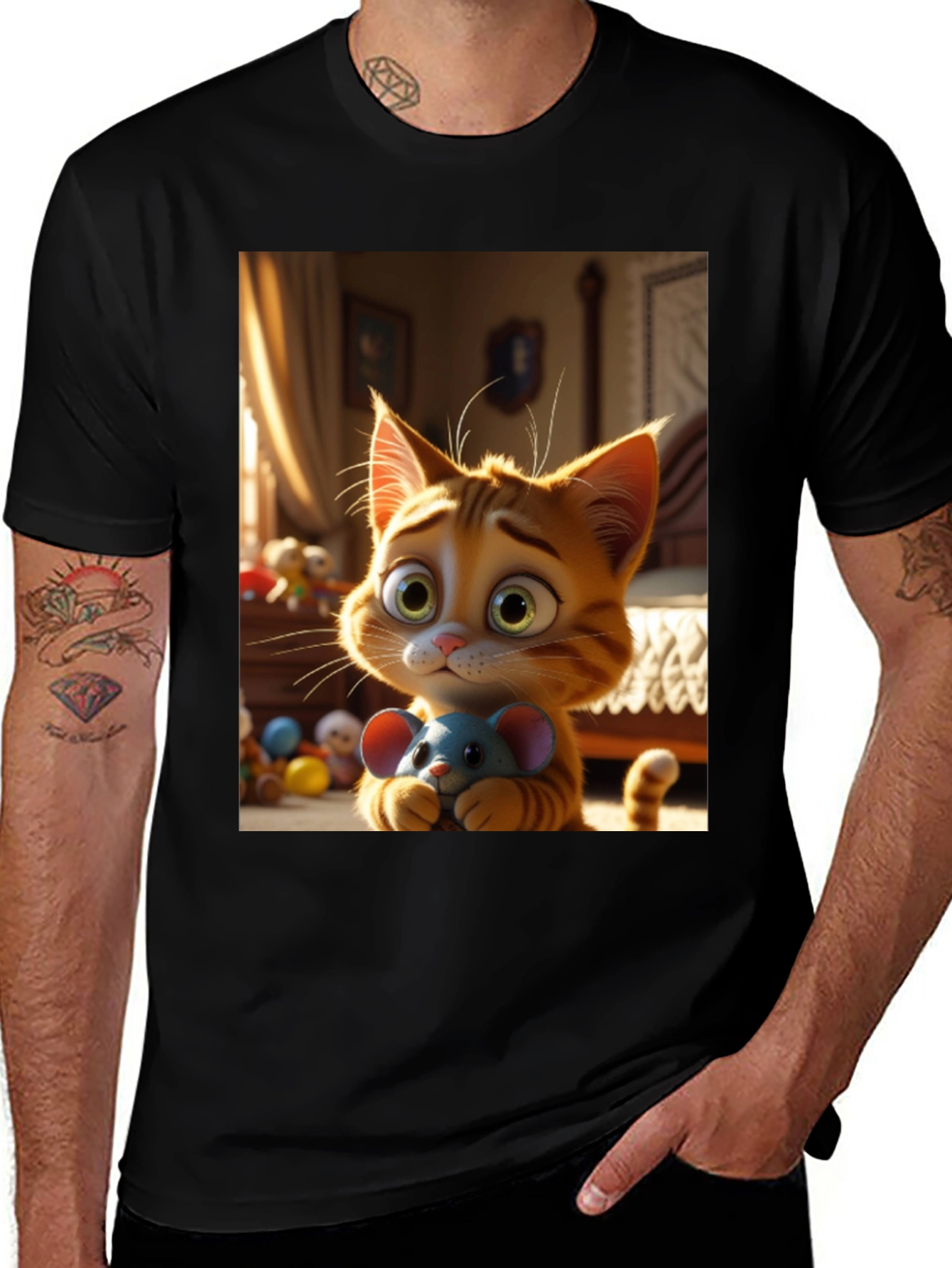 Variant 4 of Cartoon Cat T-Shirt - Playful Graphic Tee