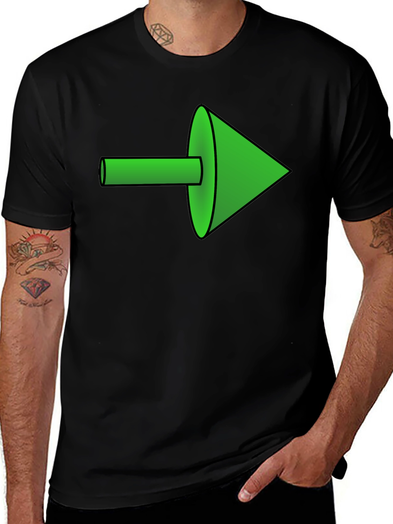 Black Green Arrow Graphic Black Tee main image