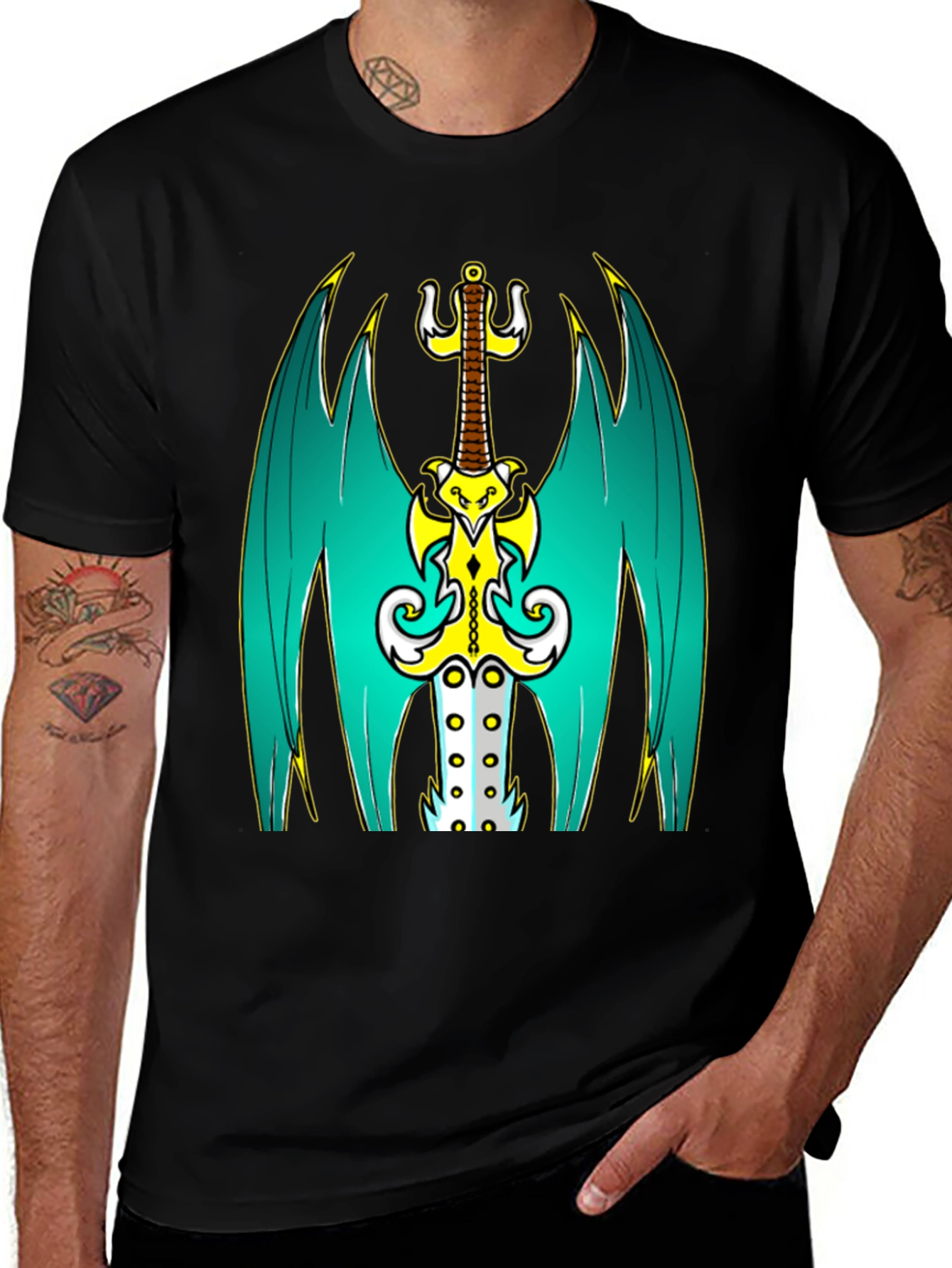 Variant 6 of Winged Sword Graphic T-Shirt - Black