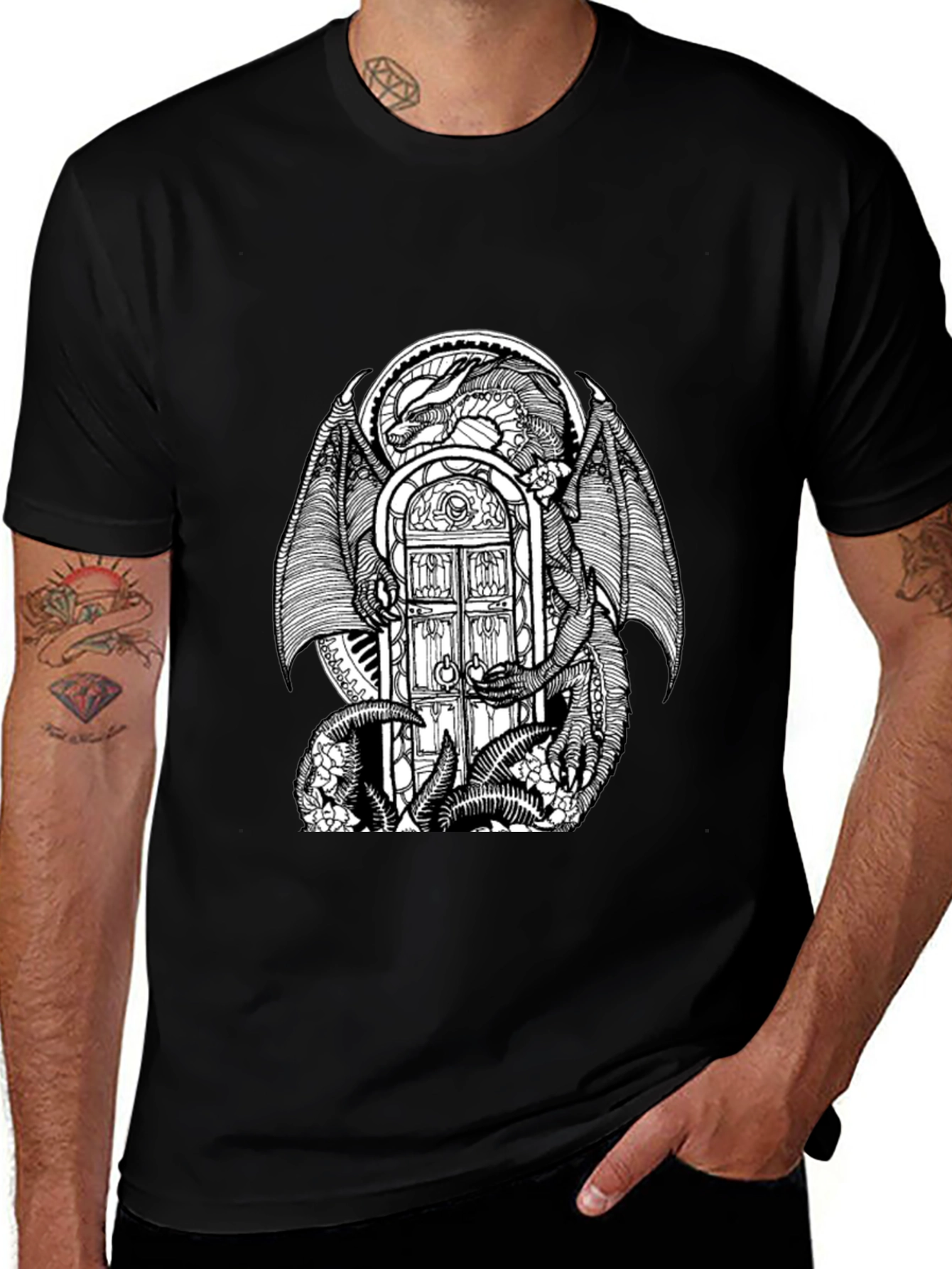 Variant 29 of Dragon Doorway Graphic Tee - Black