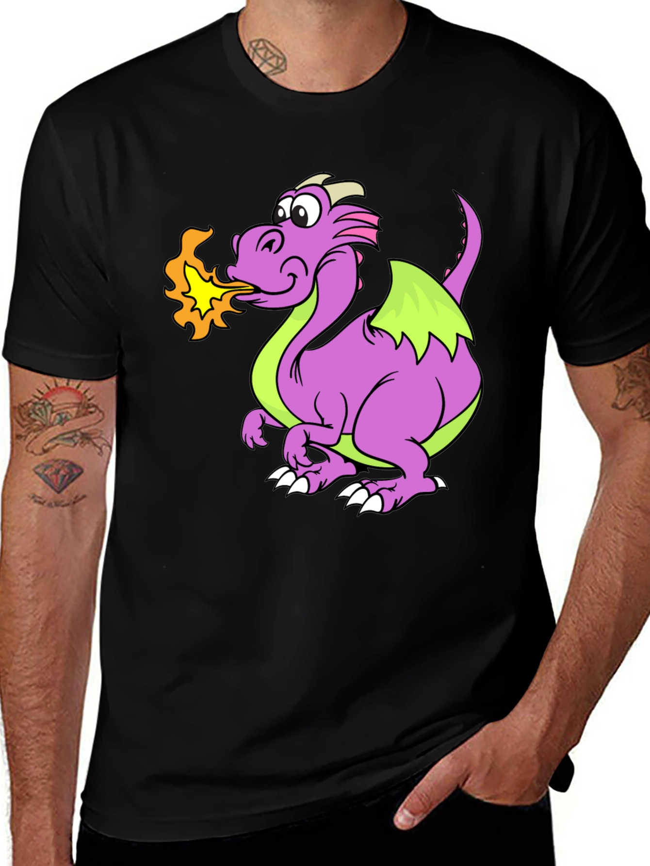 Purple Dragon Fire T-Shirt - Fun Graphic Tee
