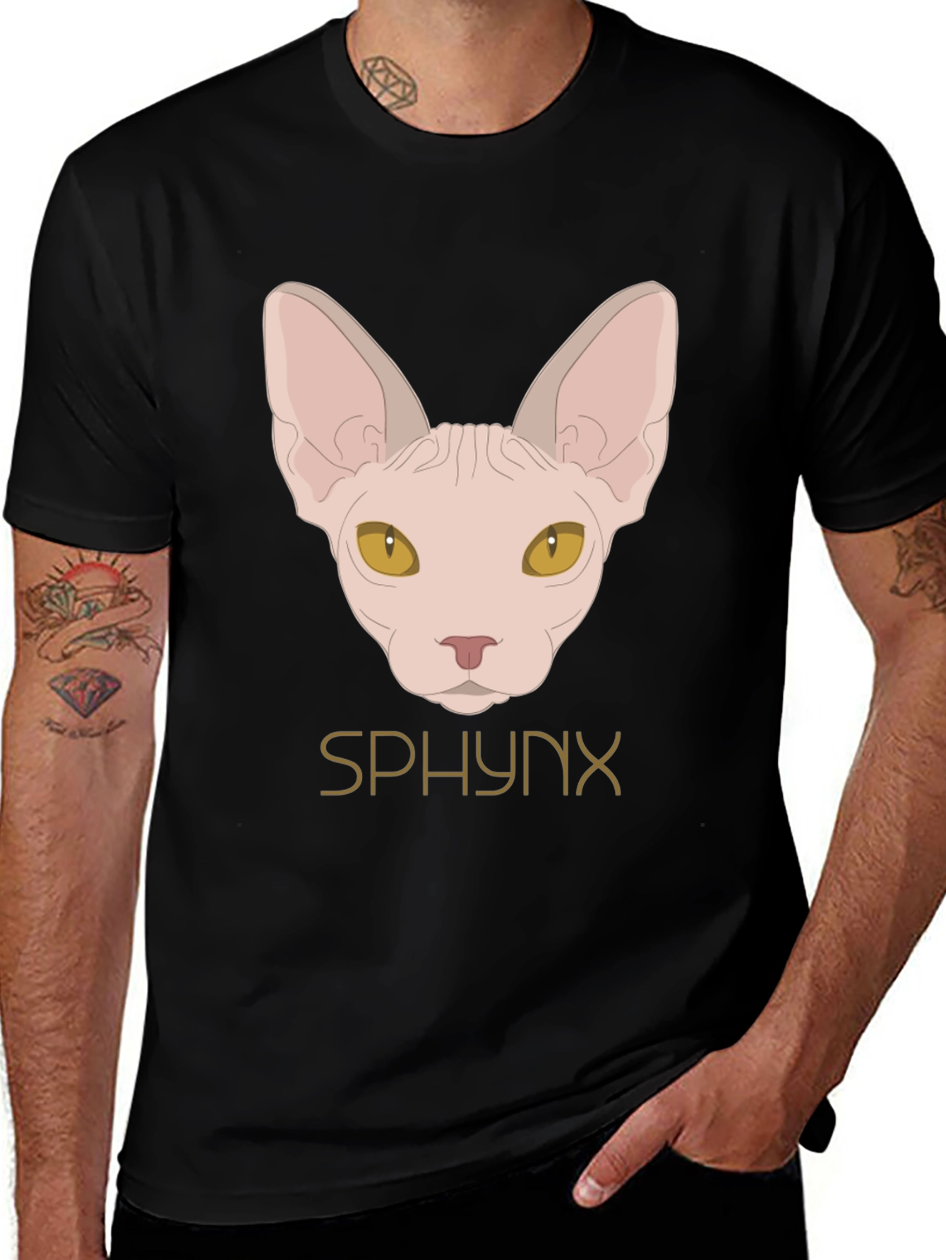 Variant 15 of Sphynx Cat Graphic Black T-Shirt