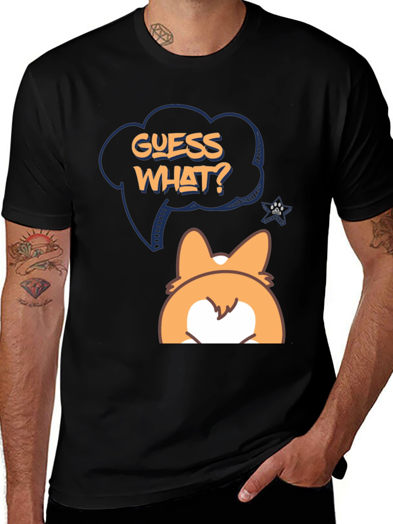 Variant 30 of Guess What? Corgi Butt Black T-Shirt