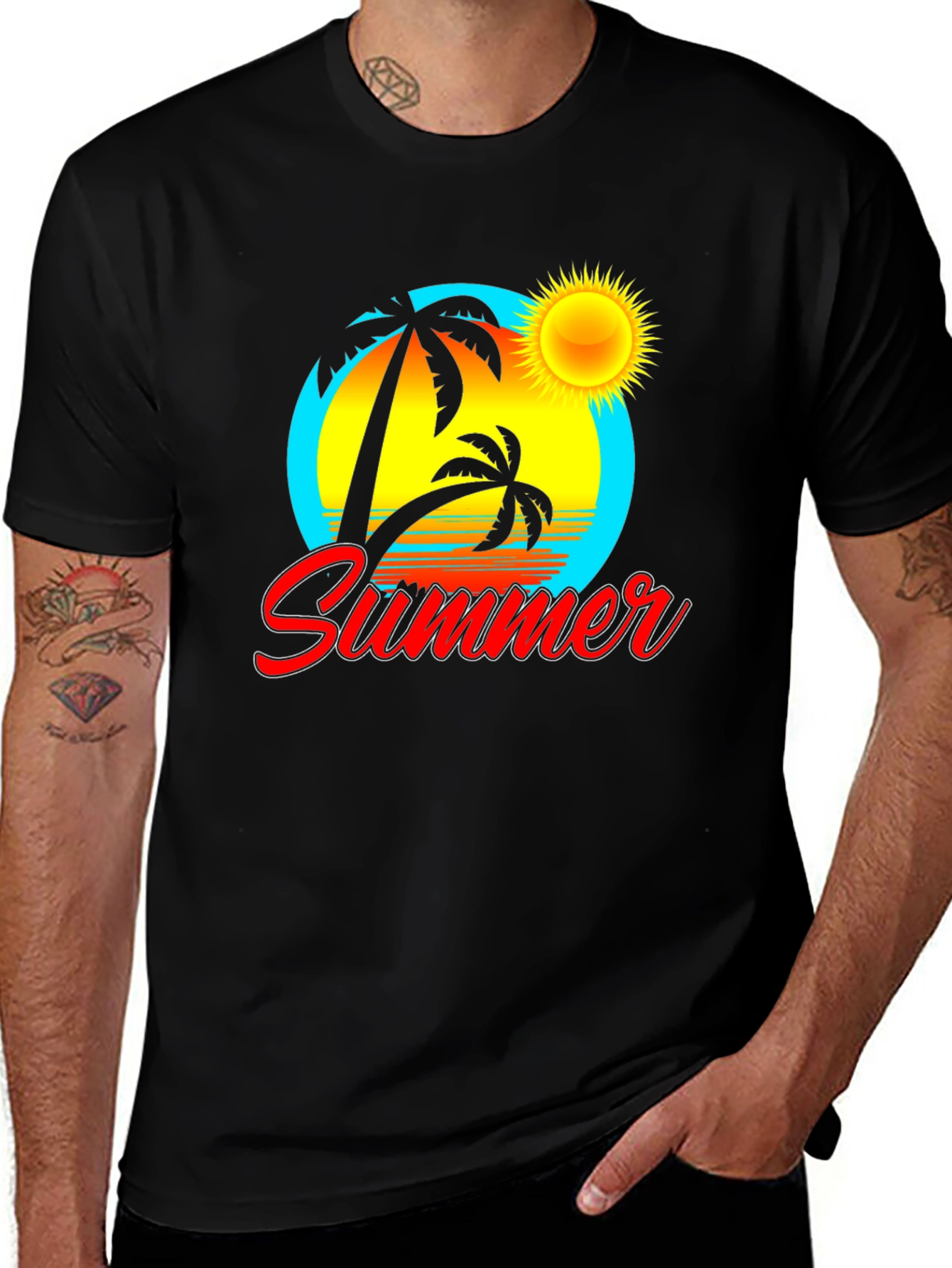 Variant 29 of Summer Vibe Black Graphic Tee