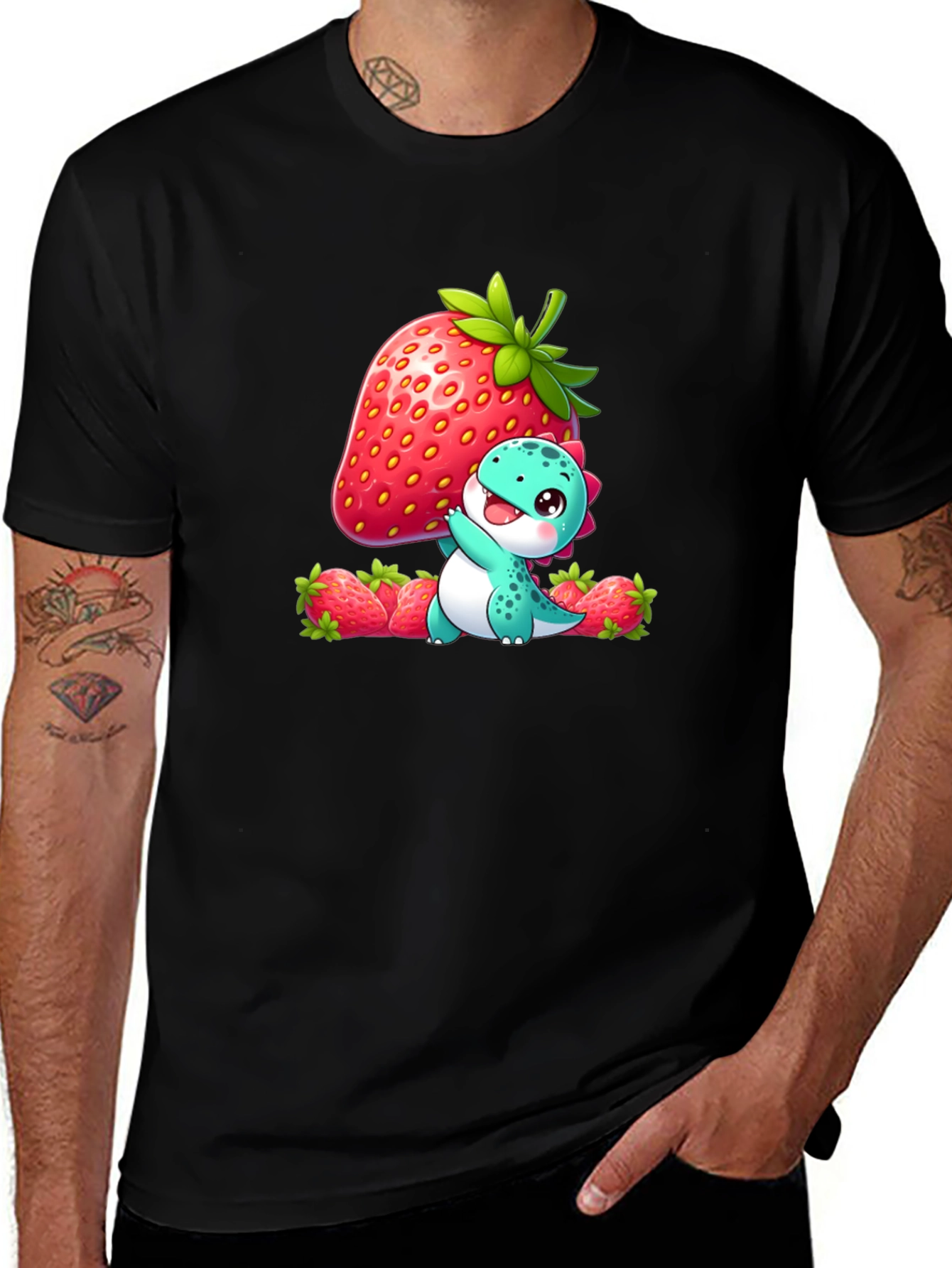 Variant 12 of Cute Dinosaur with Strawberry T-Shirt