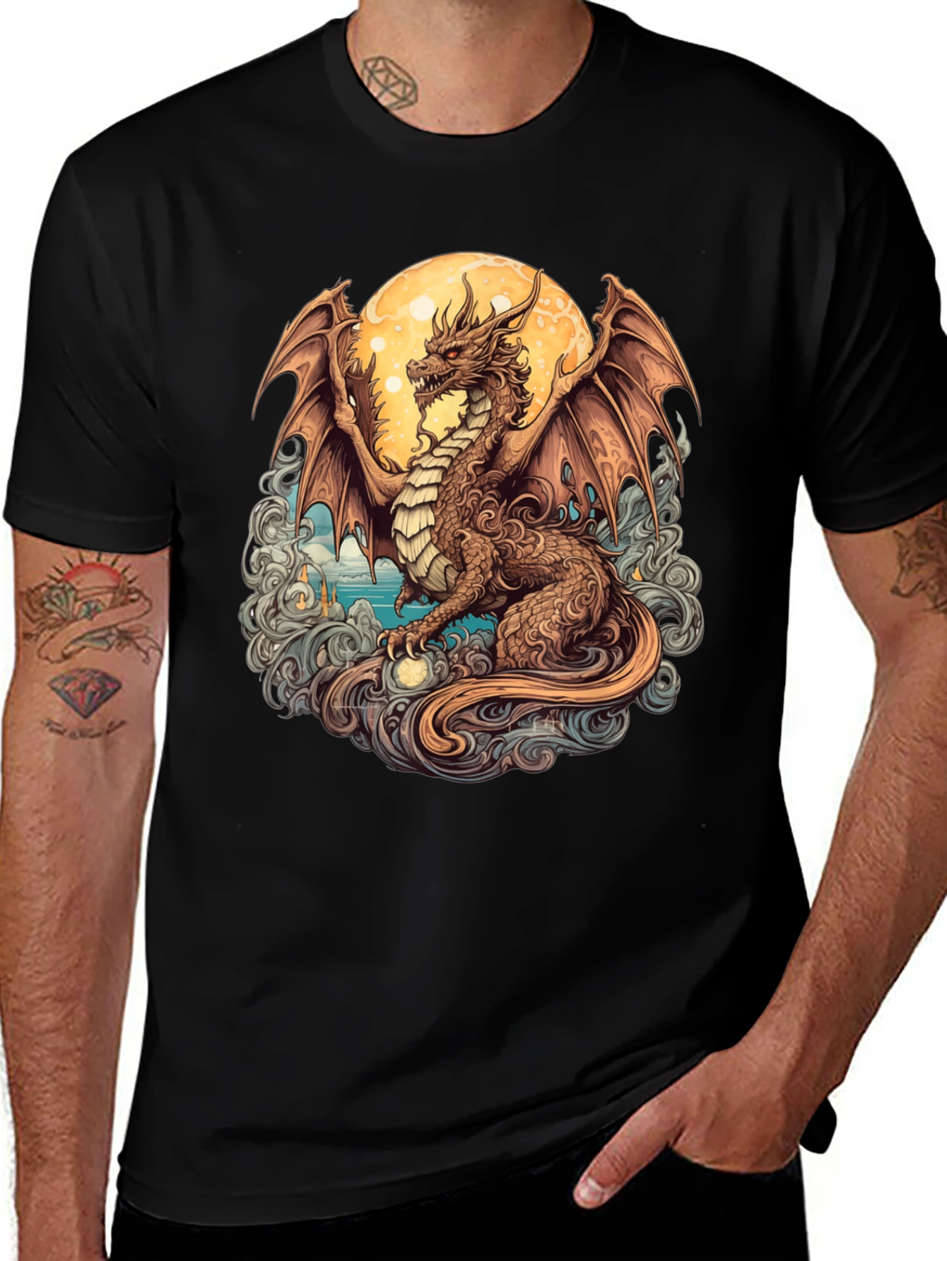 Variant 24 of Dragon Moon Graphic Tee - Fantasy T-Shirt