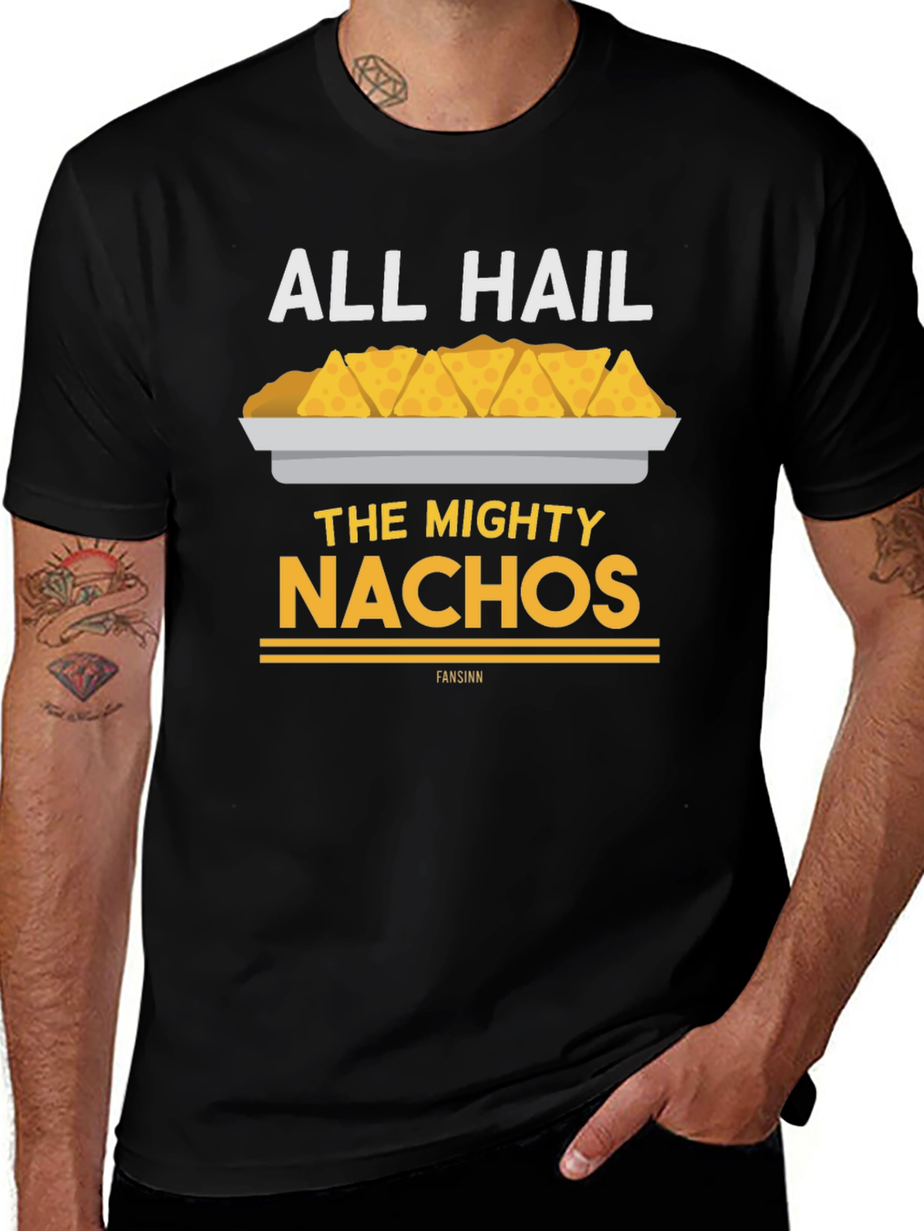 Variant 6 of All Hail The Mighty Nachos T-Shirt - Funny Food Tee