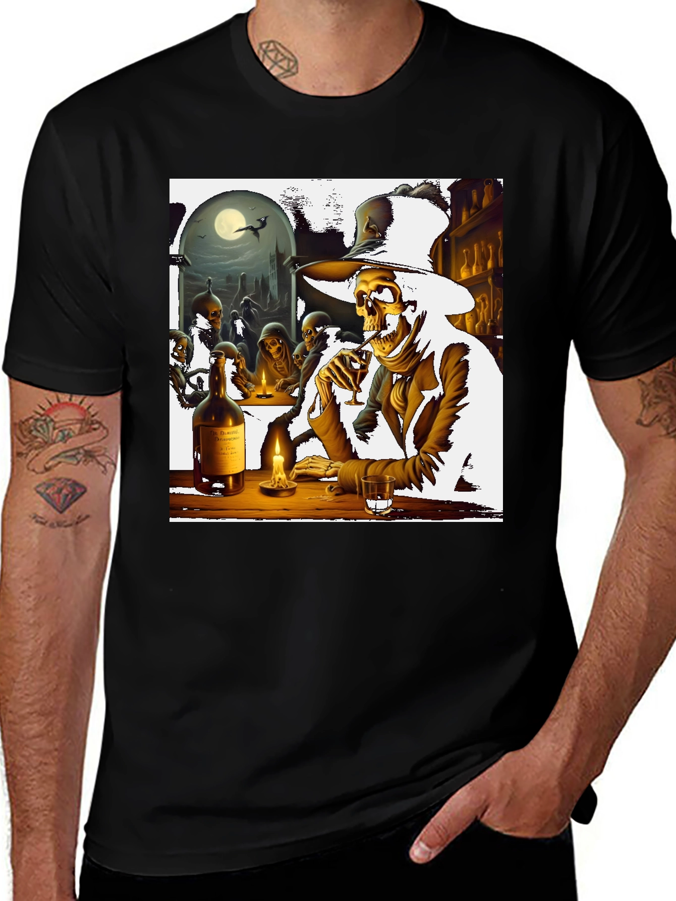 Variant 15 of Skeleton Bar Scene Graphic Tee