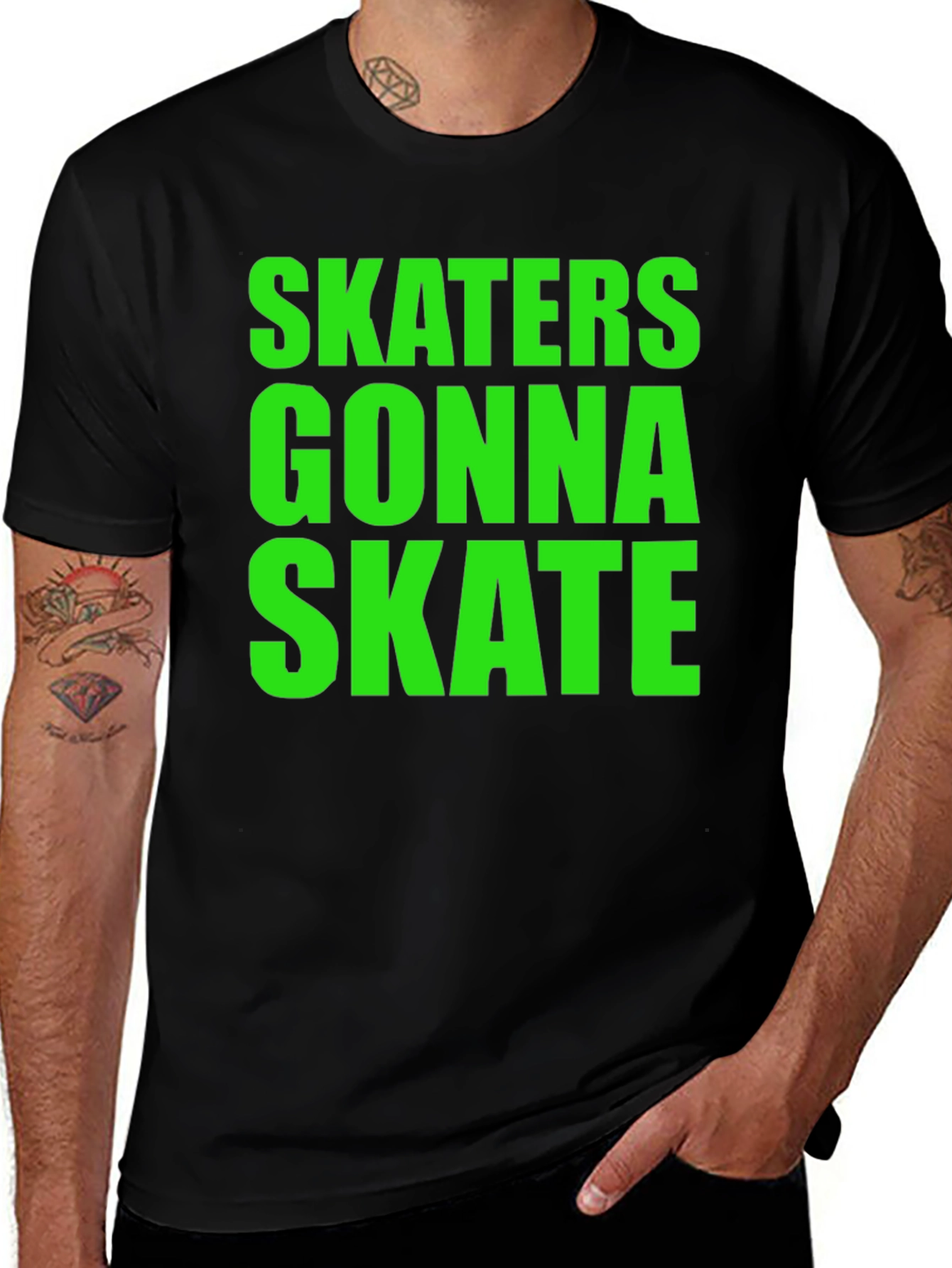 Skaters Gonna Skate Graphic Tee - Black