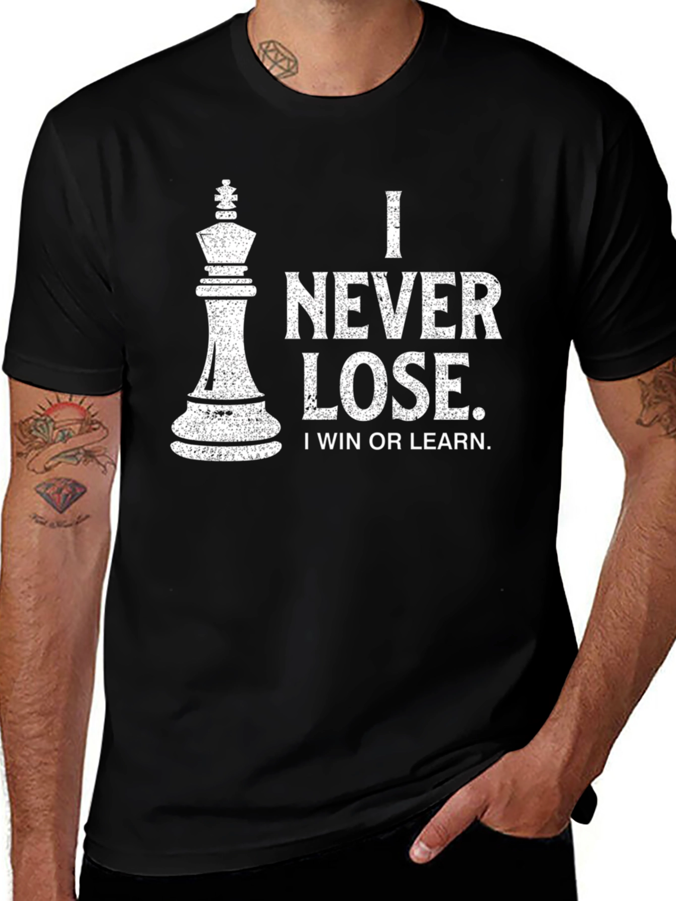 Variant 12 of Chess King T-Shirt - I Never Lose, I Win or Learn