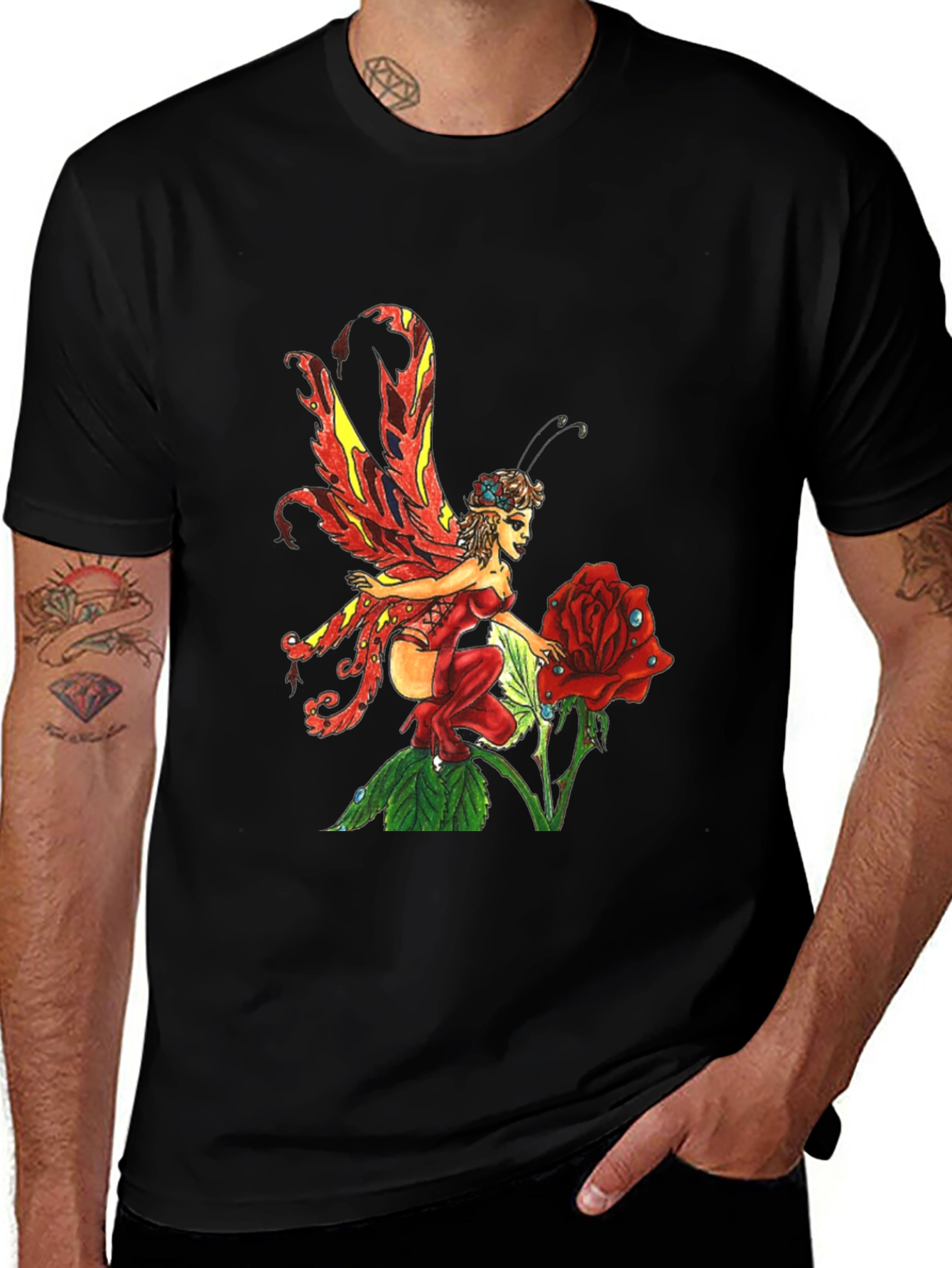 Variant 2 of Fairy & Rose Graphic Tee - Unique Design