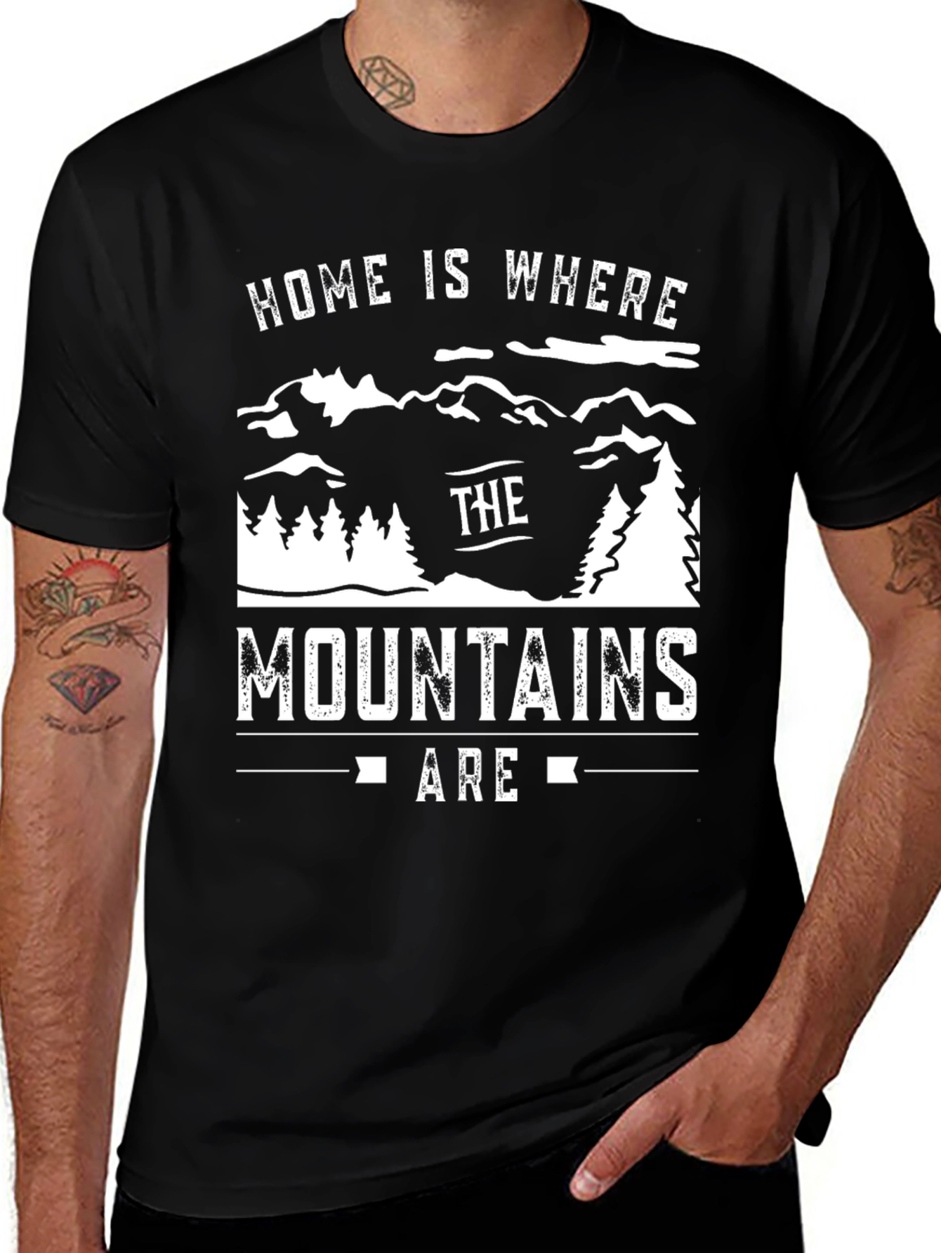 Variant 21 of Home is Where Mountains Are Black Graphic Tee